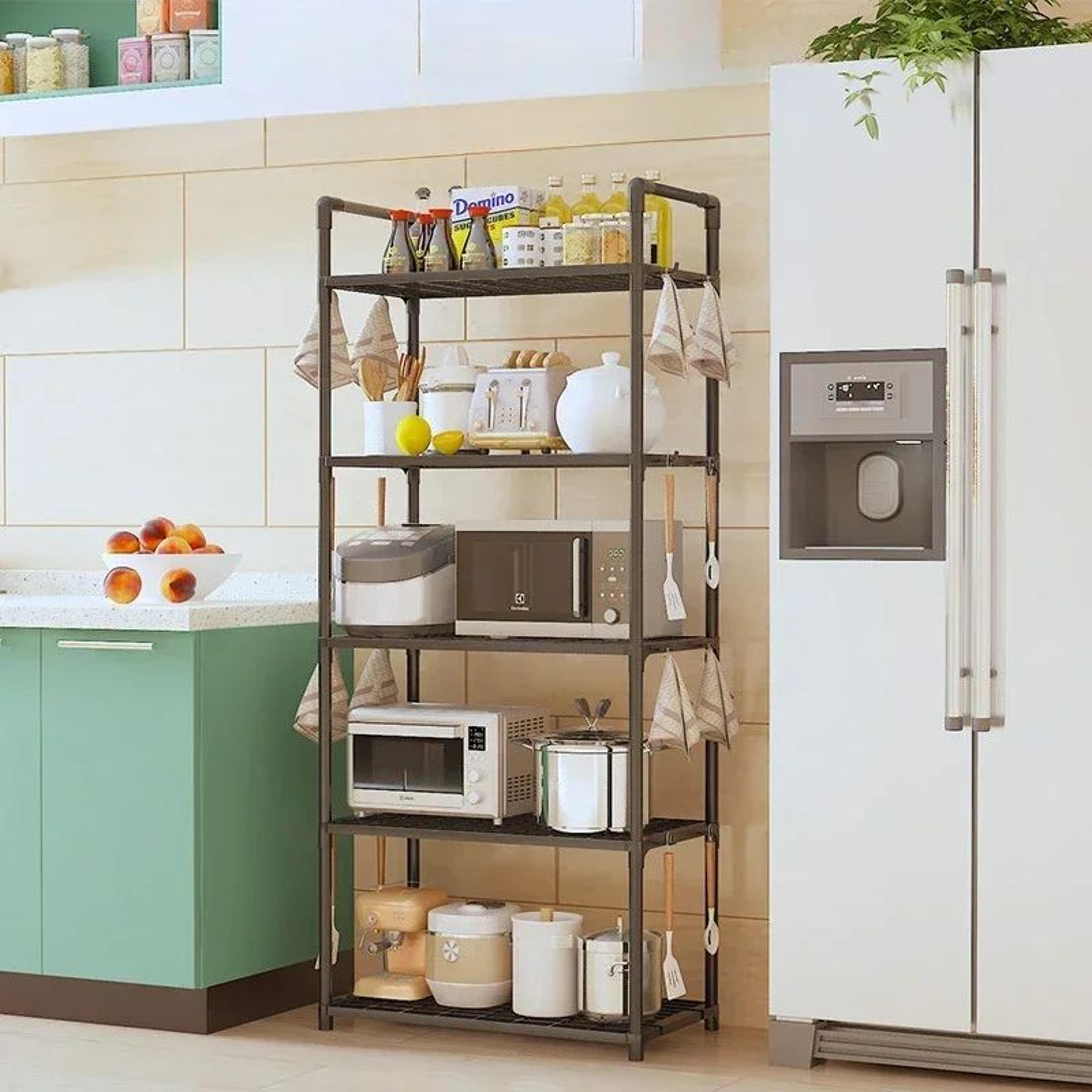 MultiLayer Floor Standing Kitchen Storage Rack  Microwave Oven  Household Organizer Shelf 0