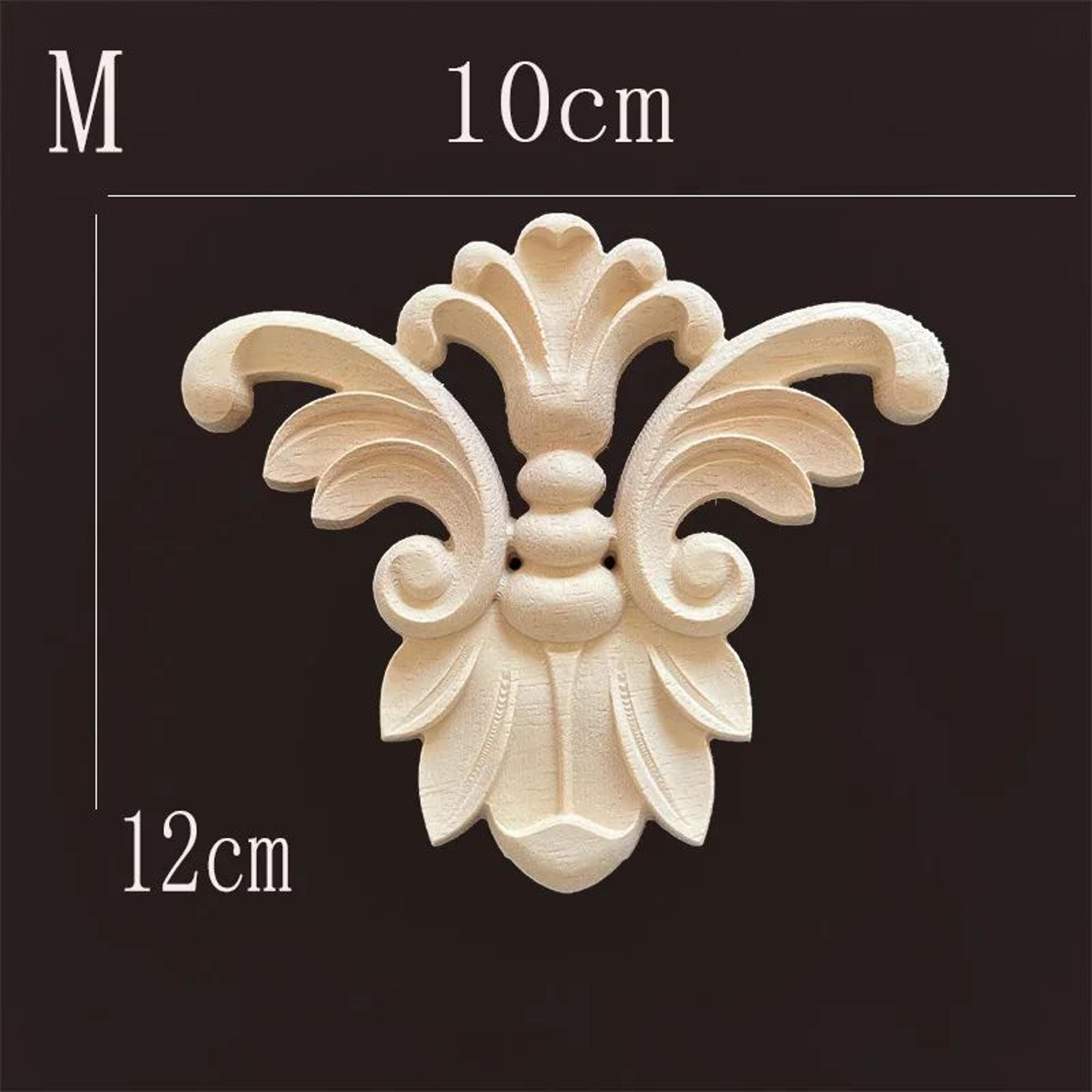 Natural Wood Carved Applique Onlays  Antique Furniture Moulding Decor 7