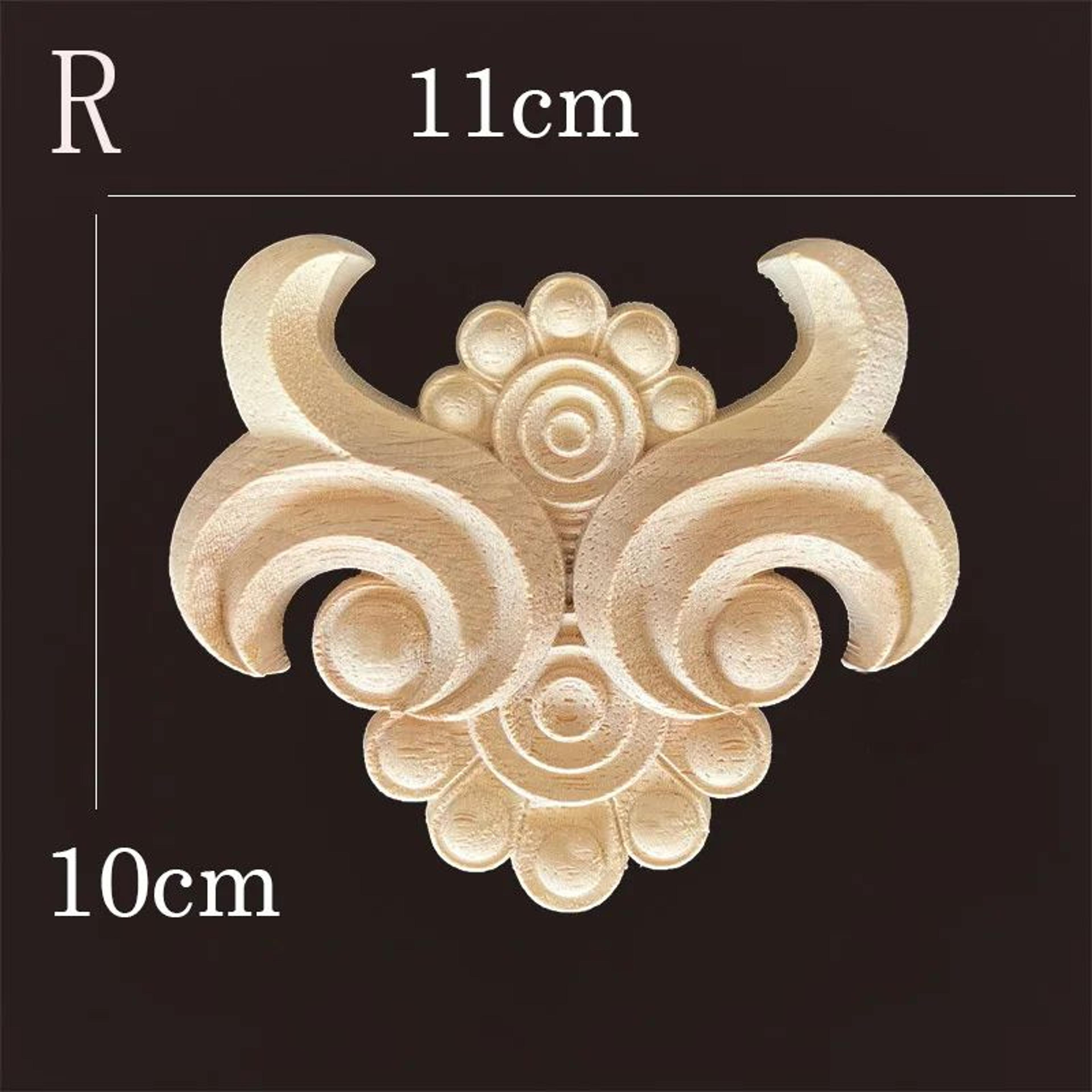 Natural Wood Carved Applique Onlays  Antique Furniture Moulding Decor 13