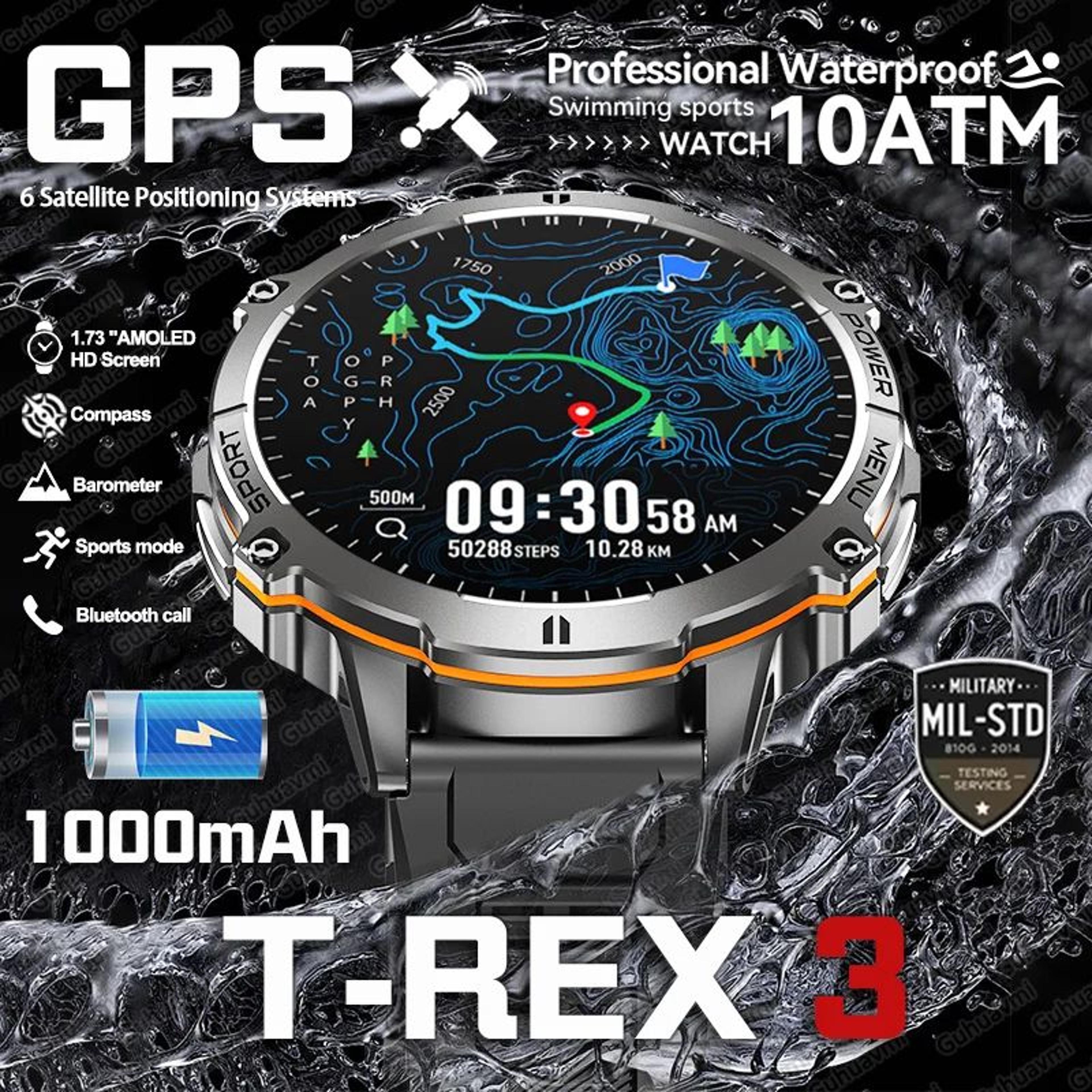 t-rex 3 military smart watch – gps amoled bluetooth call sports fitness tracker