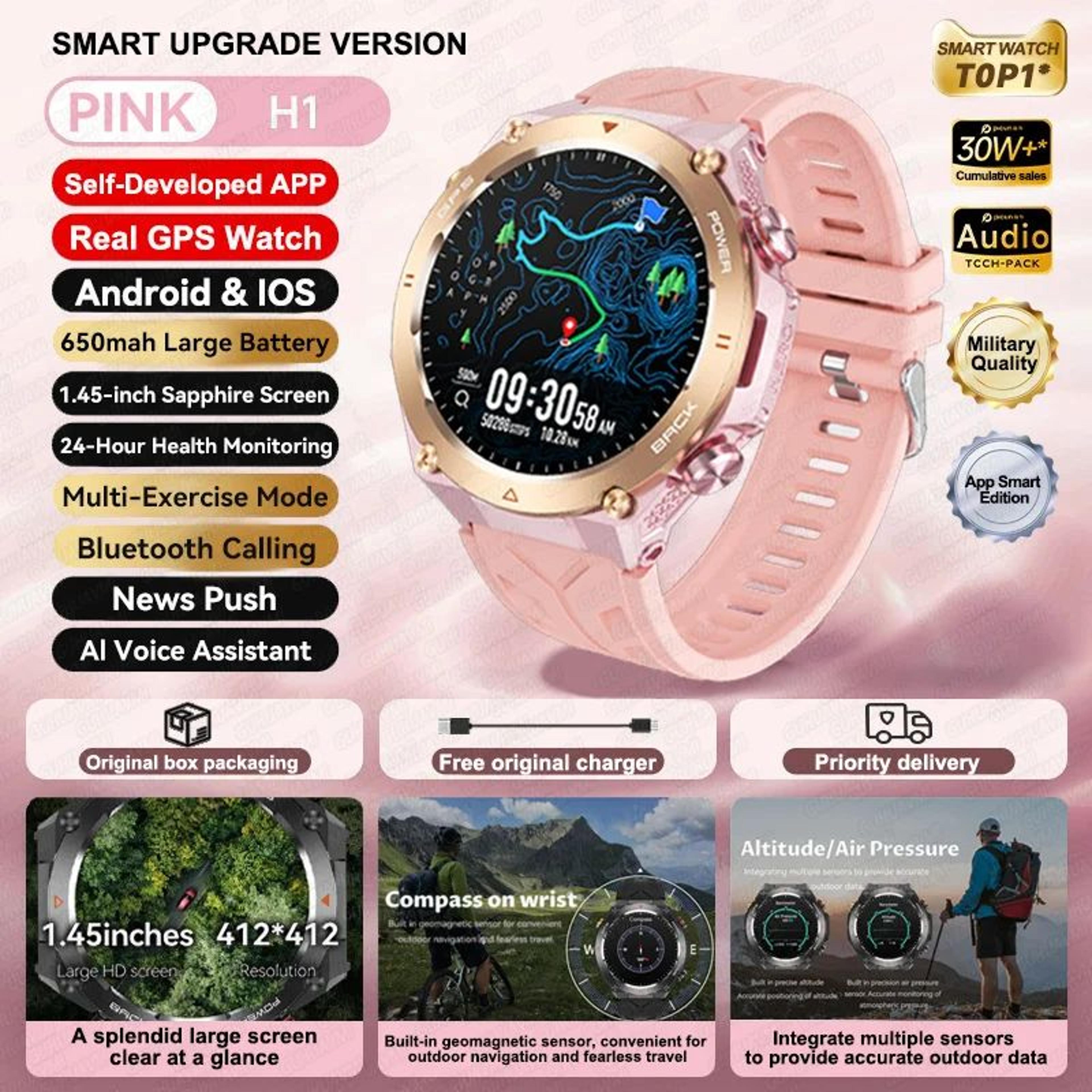 2025 AMOLED GPS Smart Watch  Bluetooth Call Waterproof Fitness Tracker For Men  Women 7
