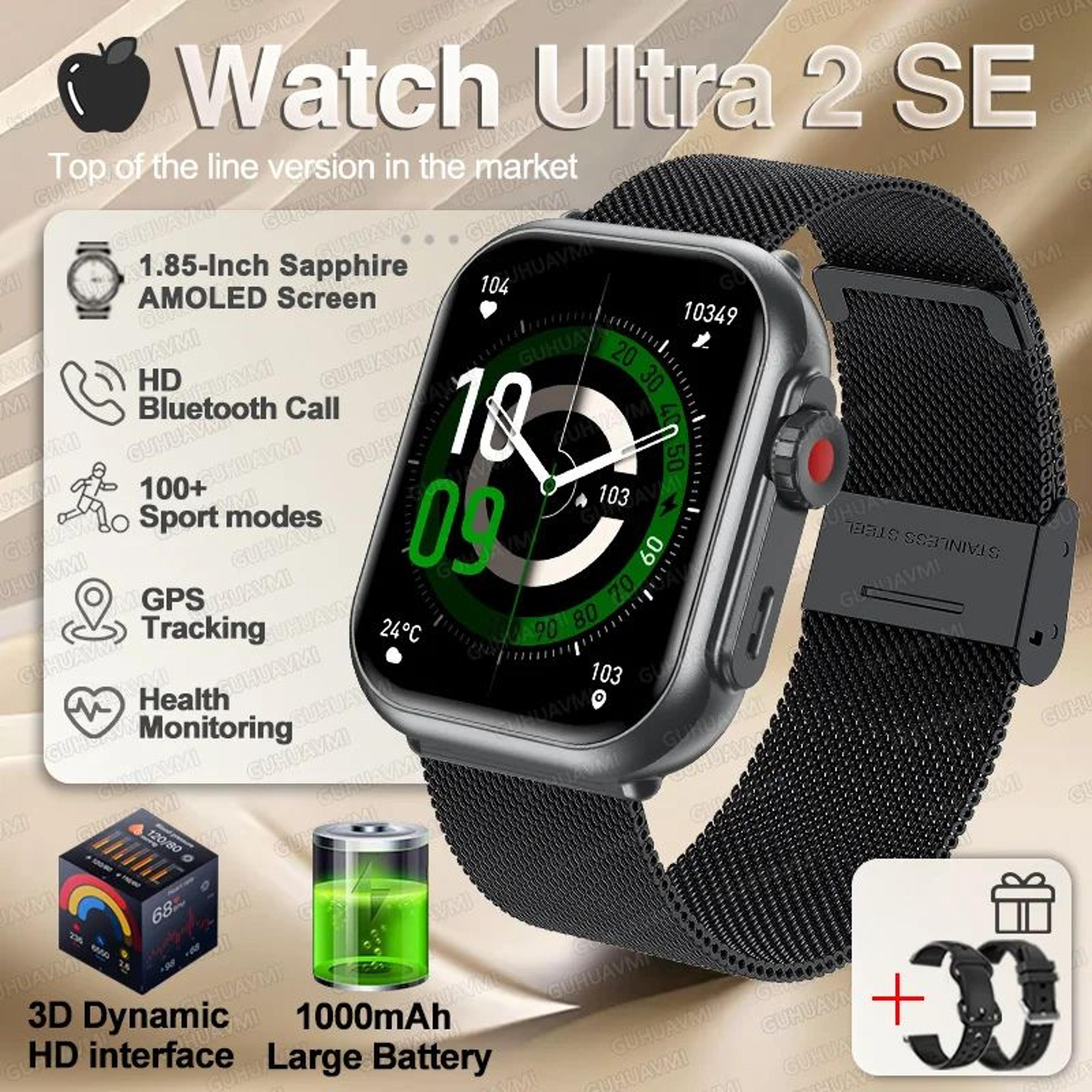 Ultra 2 SE AMOLED Smart Watch  GPS Bluetooth Call Waterproof Fitness Tracker For Men  Women 9