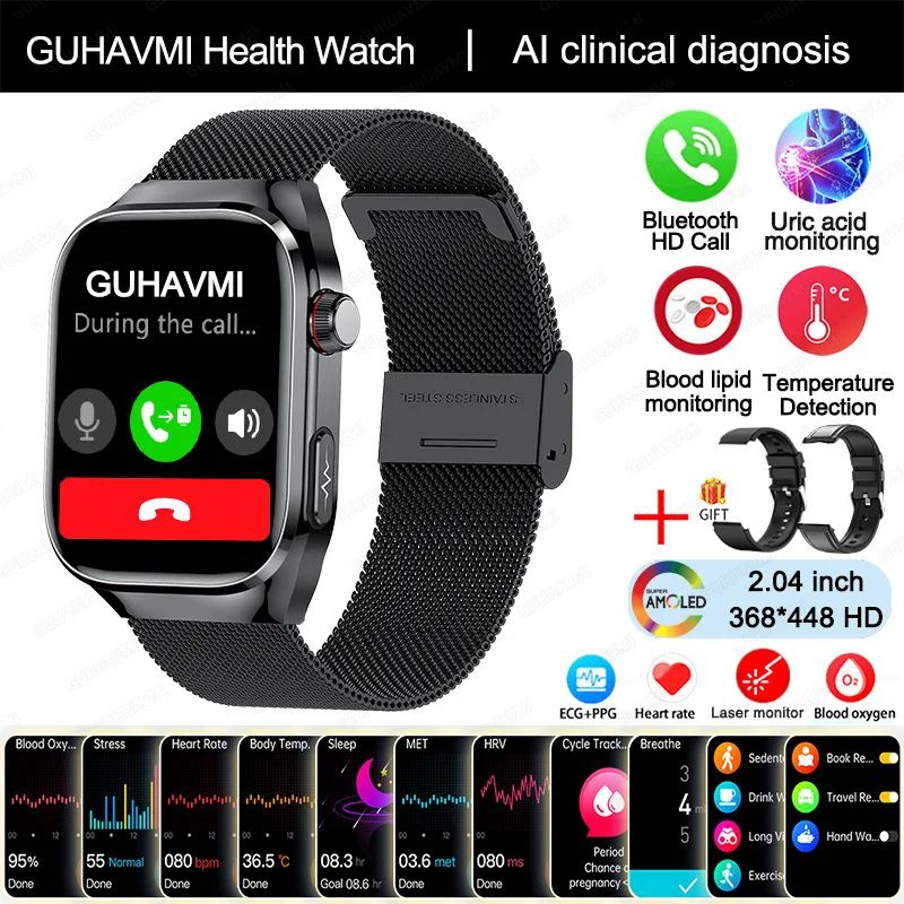 2025 Health Smart Watch  AMOLED Bluetooth Call Fitness Tracker With ECG  Wellness Monitoring 12