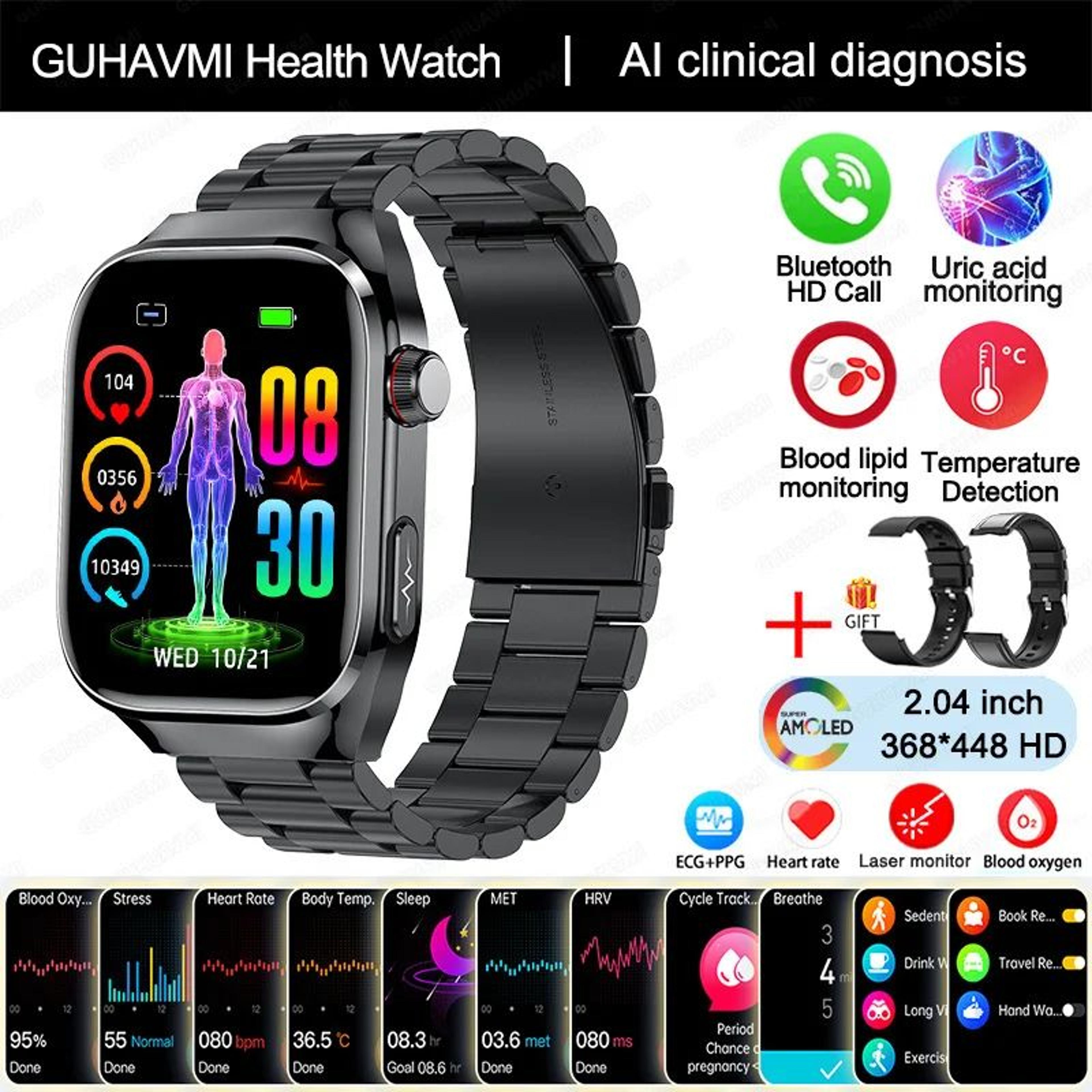2025 Health Smart Watch  AMOLED Bluetooth Call Fitness Tracker With ECG  Wellness Monitoring 14