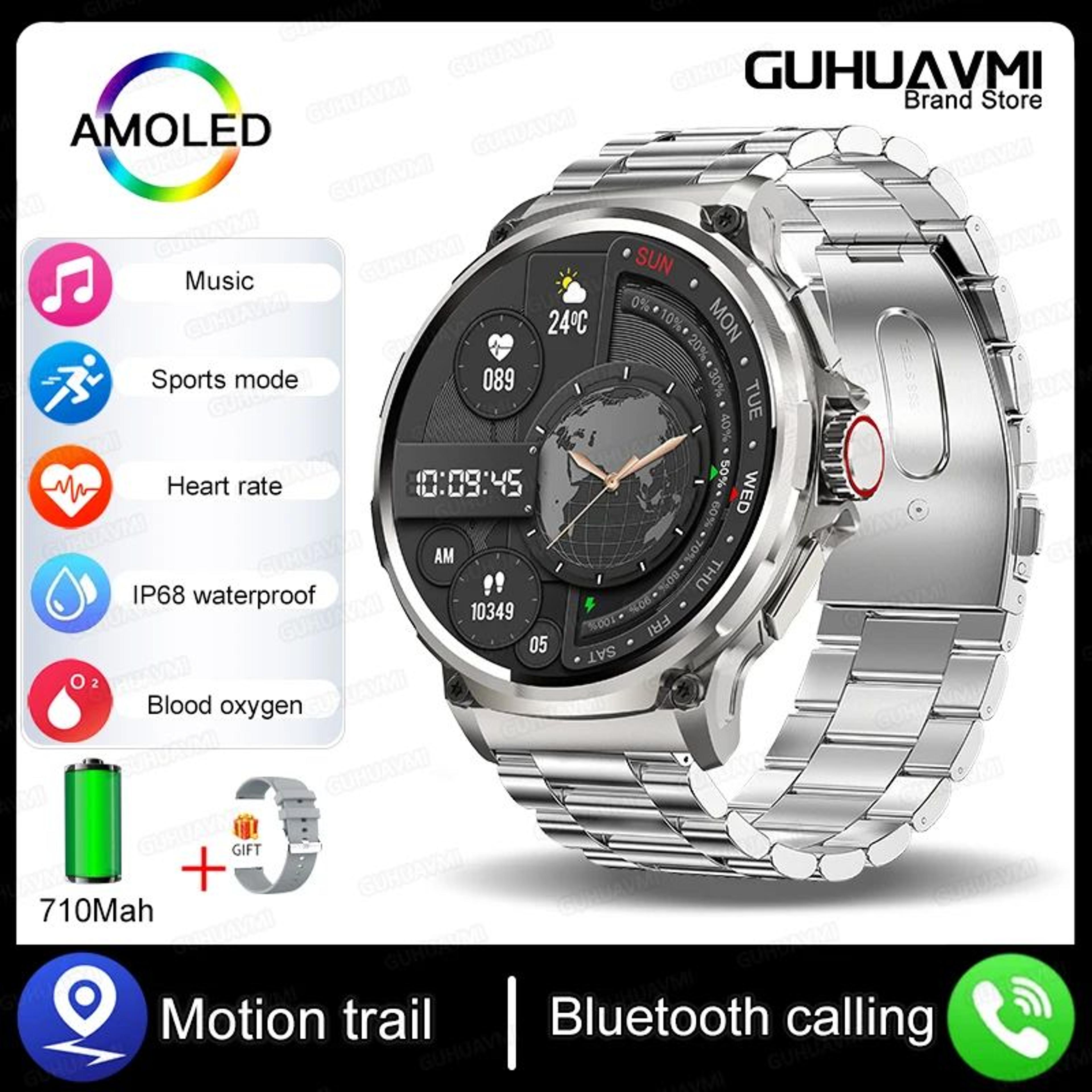 2025 V69 AMOLED Smart Watch  Bluetooth Call Fitness Tracker With Ultra HD Display  IP68 Waterproof 9