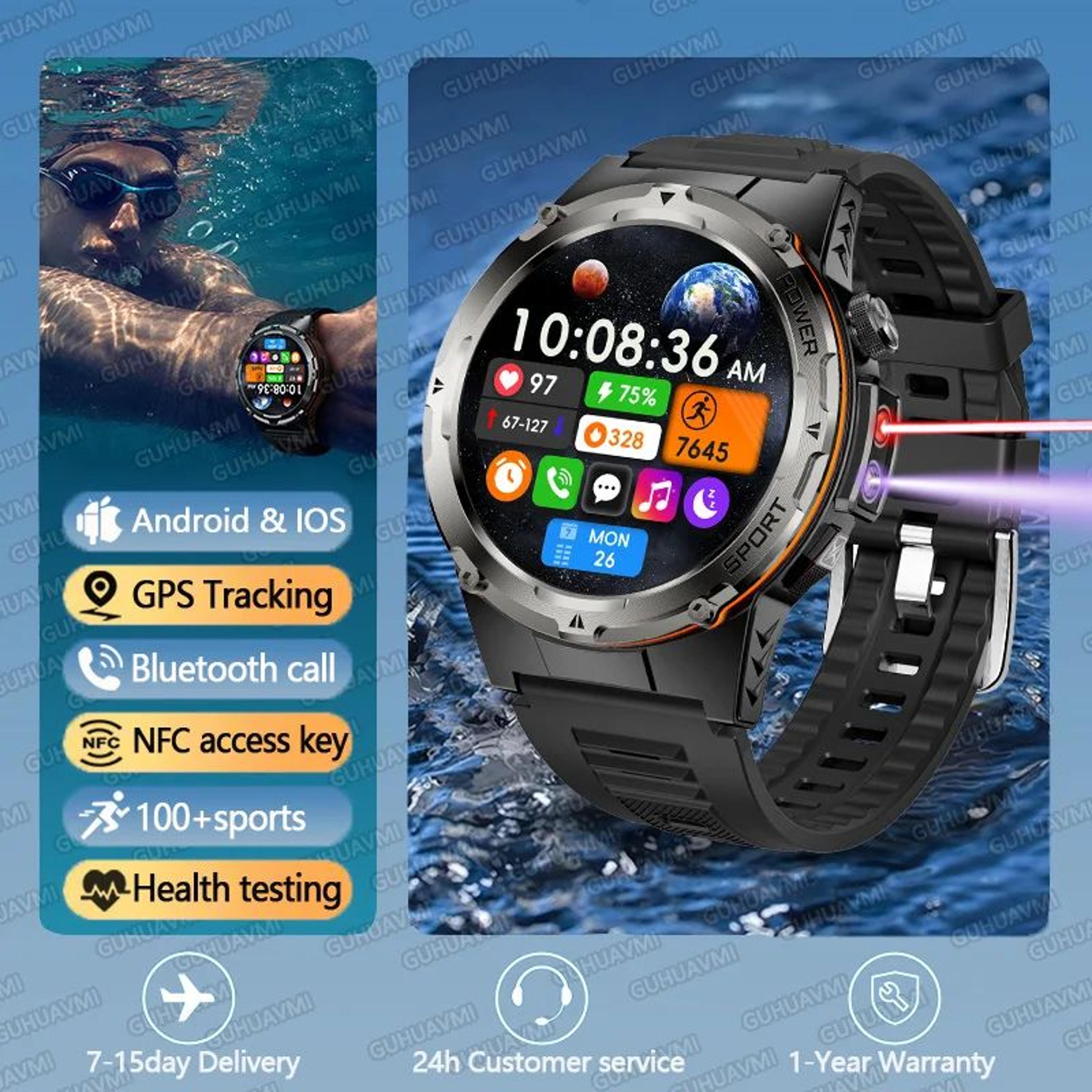 TRex 3 GPS Military Smart Watch  AMOLED Waterproof Fitness Tracker With NFC  Bluetooth Call 6