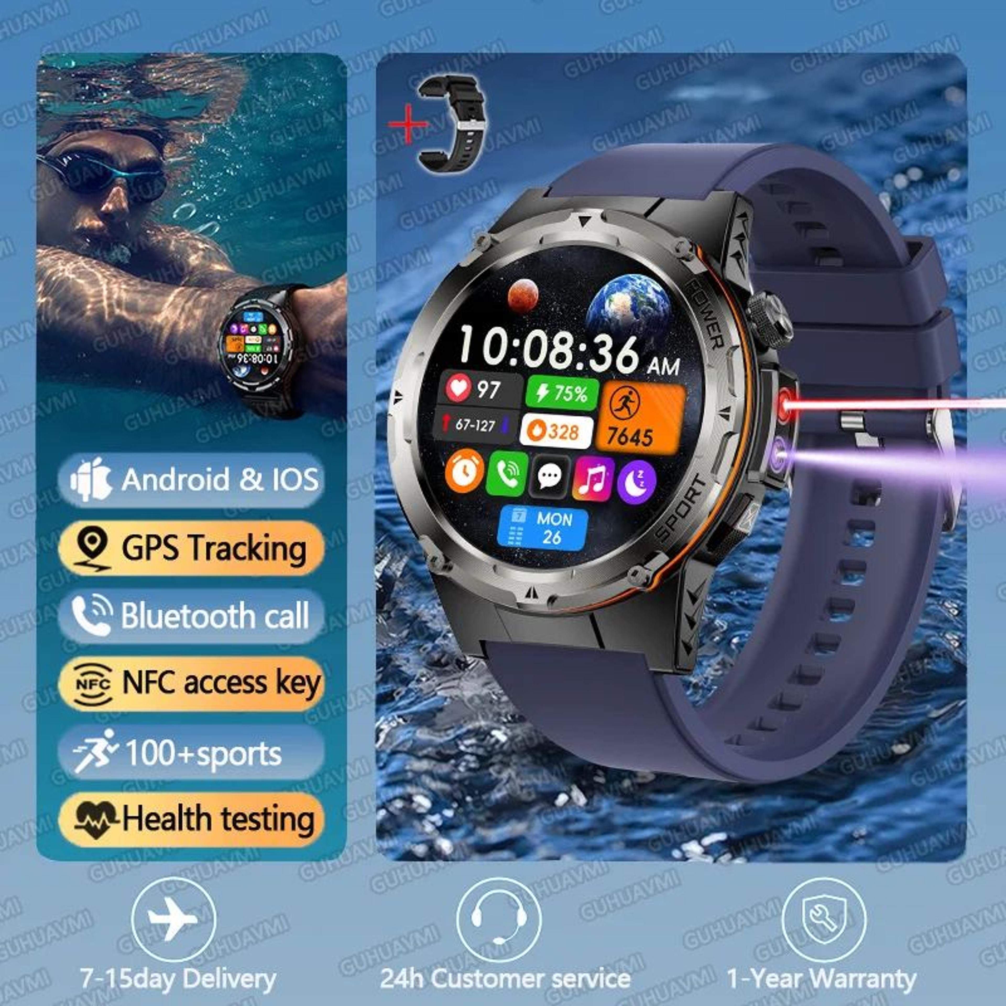 TRex 3 GPS Military Smart Watch  AMOLED Waterproof Fitness Tracker With NFC  Bluetooth Call 8