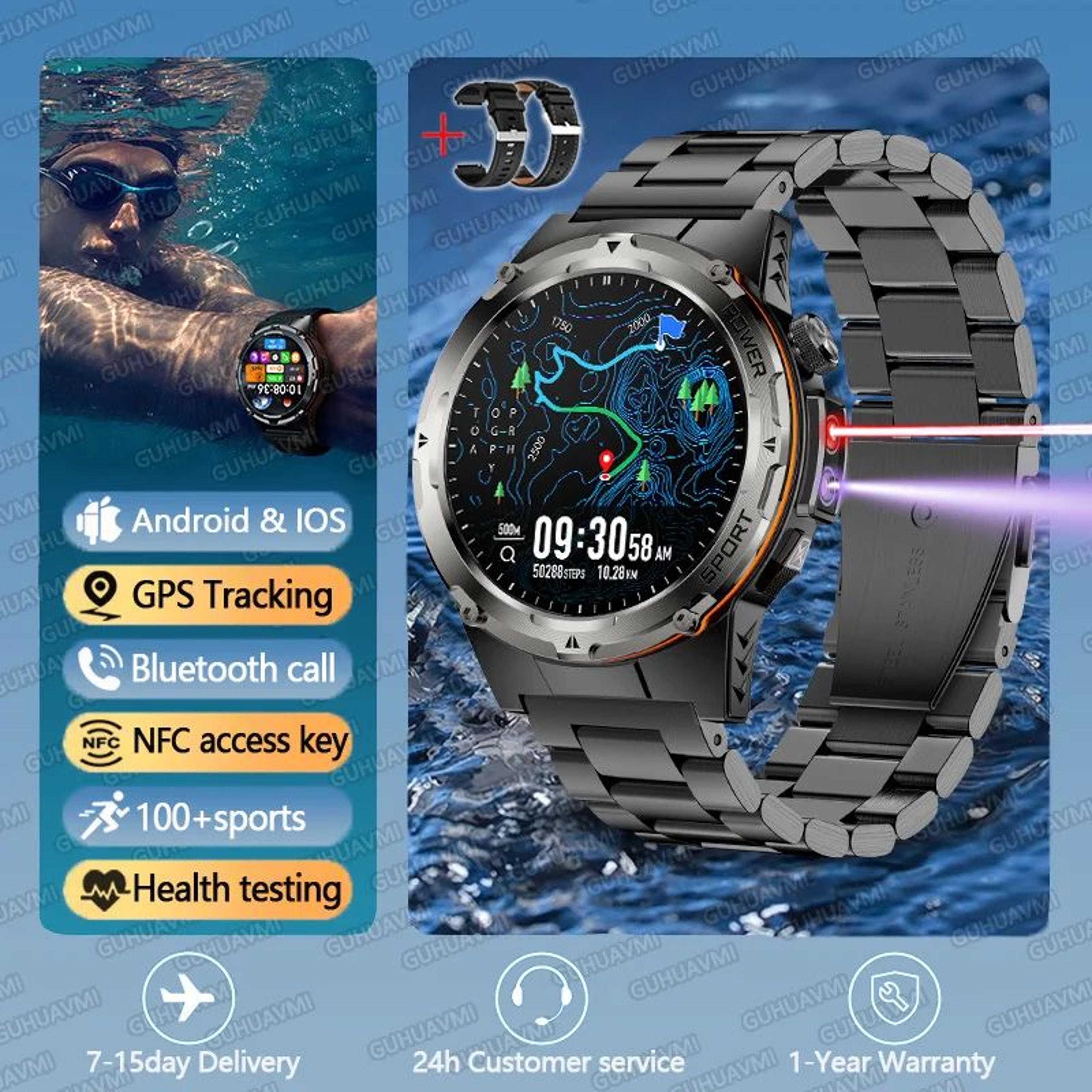 TRex 3 GPS Military Smart Watch  AMOLED Waterproof Fitness Tracker With NFC  Bluetooth Call 12