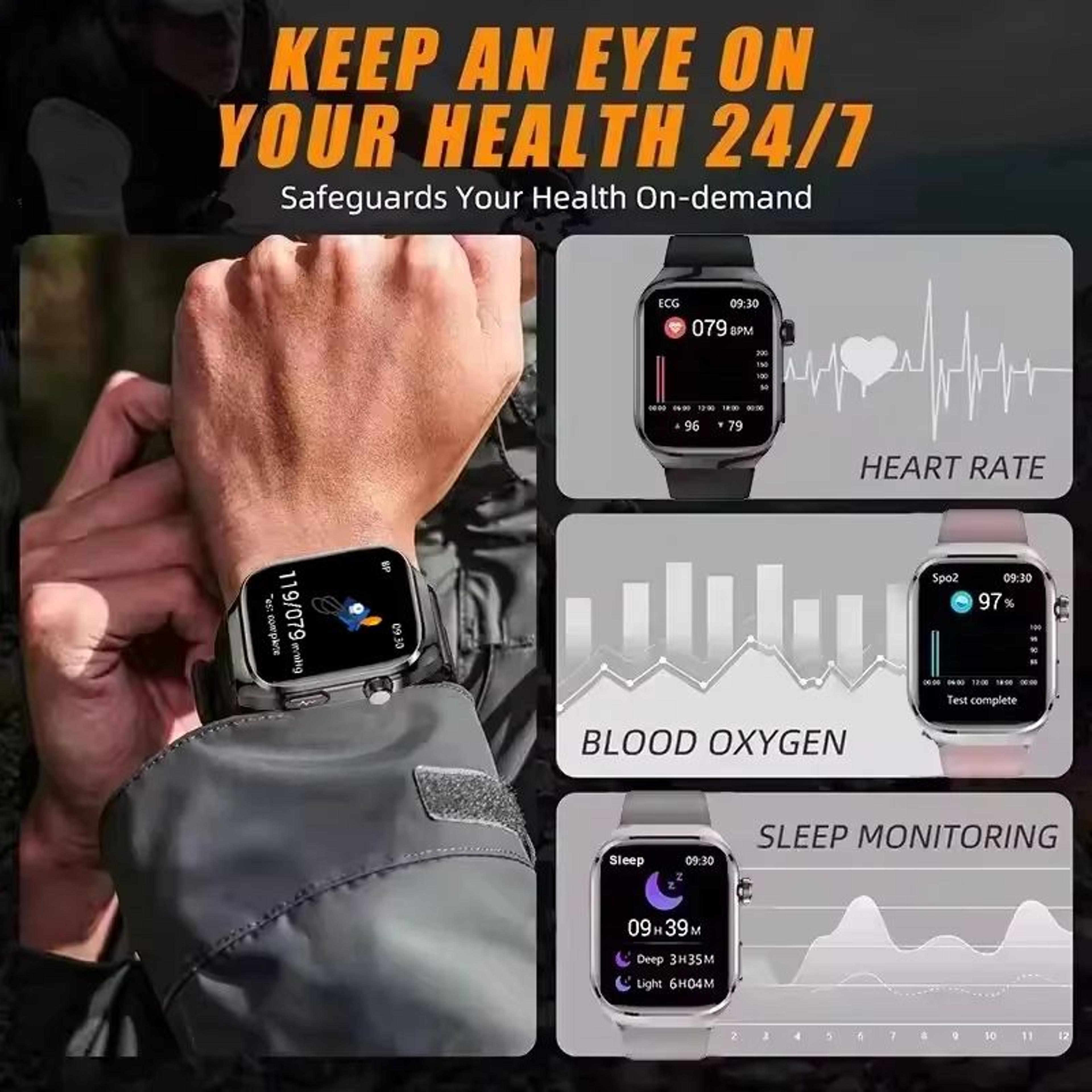 2026 AI Health Smart Watch  AMOLED Bluetooth Call Fitness Tracker With ECG  Wellness Monitoring 1