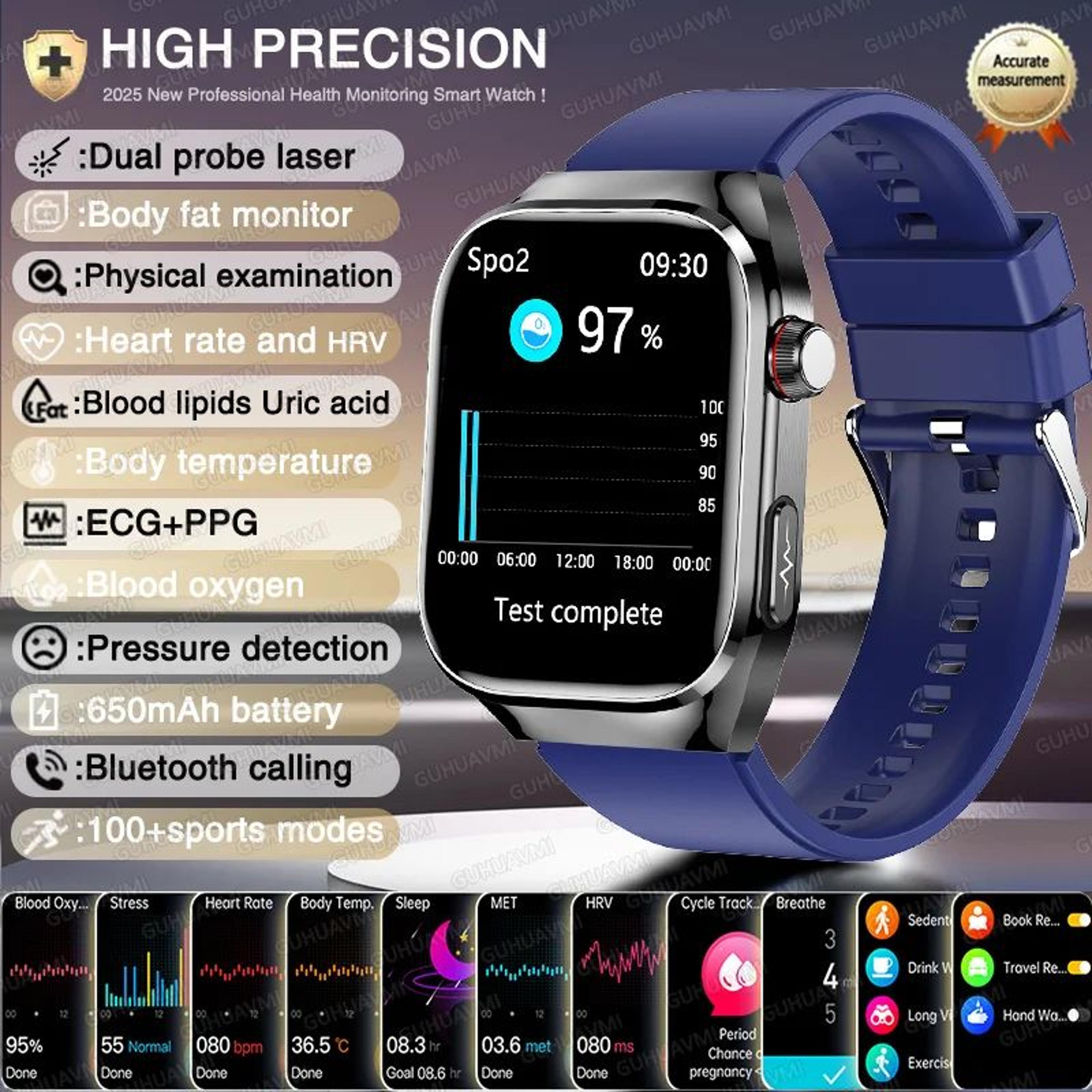 2026 AI Health Smart Watch  AMOLED Bluetooth Call Fitness Tracker With ECG  Wellness Monitoring 8