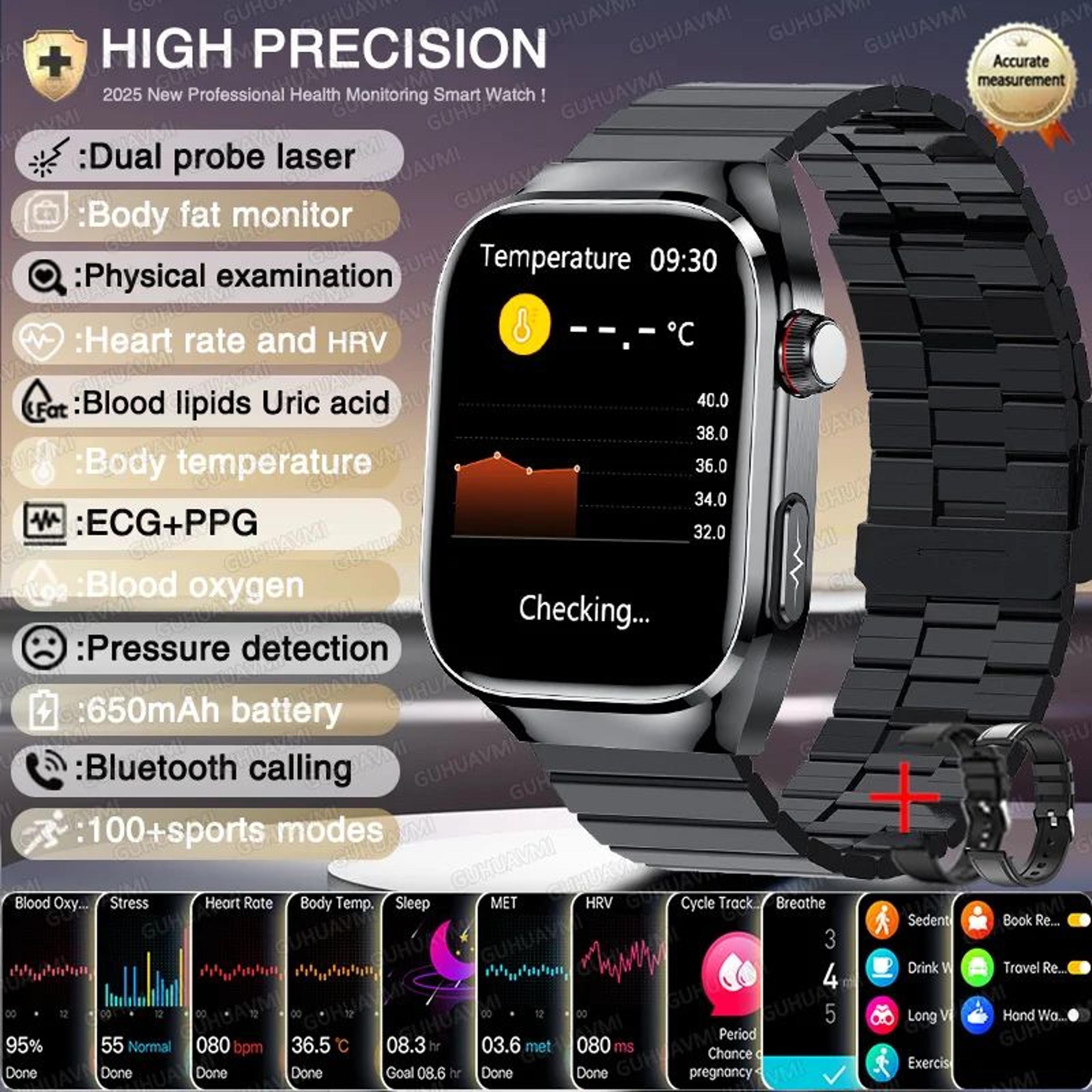 2026 AI Health Smart Watch  AMOLED Bluetooth Call Fitness Tracker With ECG  Wellness Monitoring 15