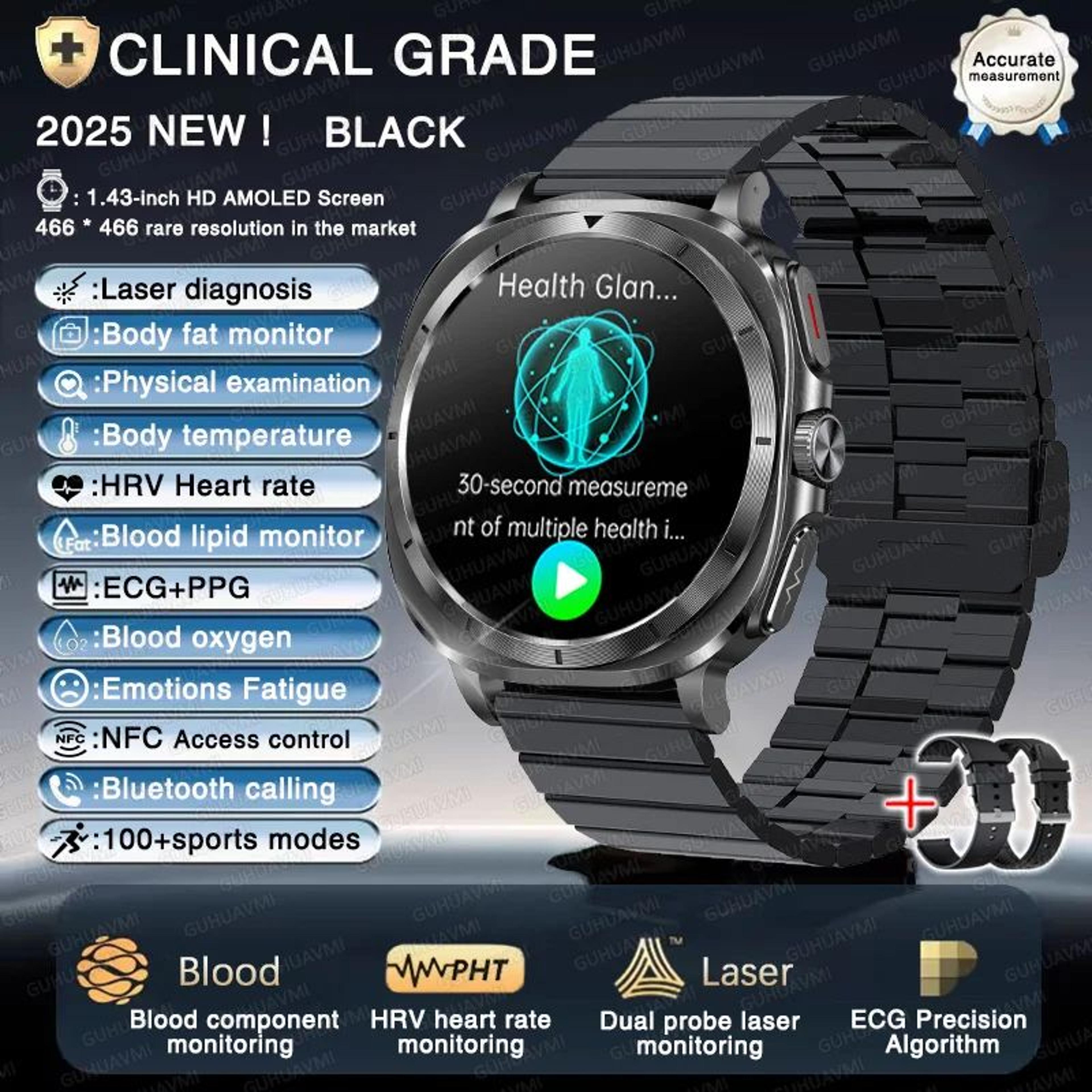 2025 AMOLED ECG Smart Watch  Bluetooth Call NFC Fitness  Wellness Tracker 12