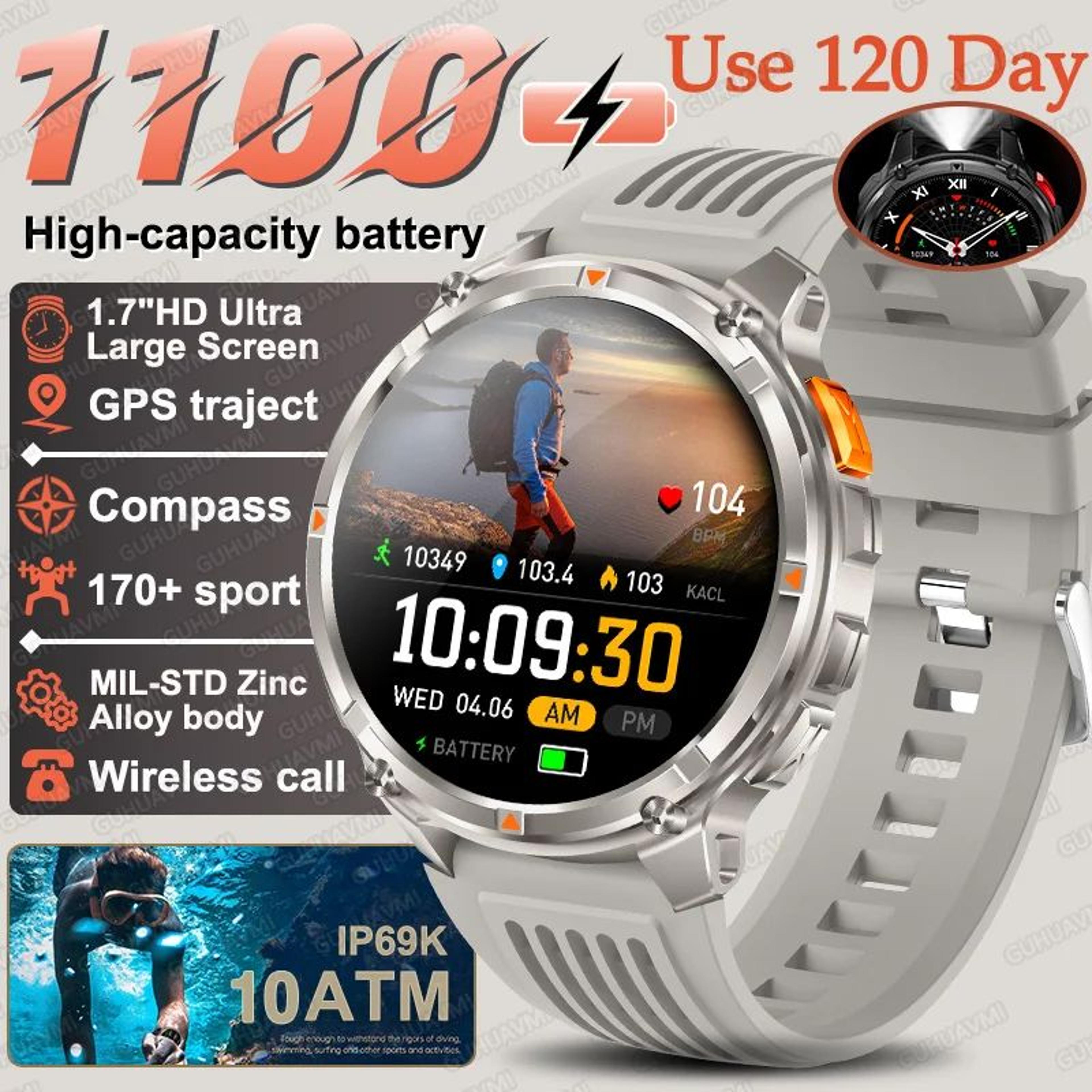 2026 TRex3 Pro Military GPS Smart Watch  1100mAh Rugged AMOLED Fitness Tracker With Bluetooth Call 7