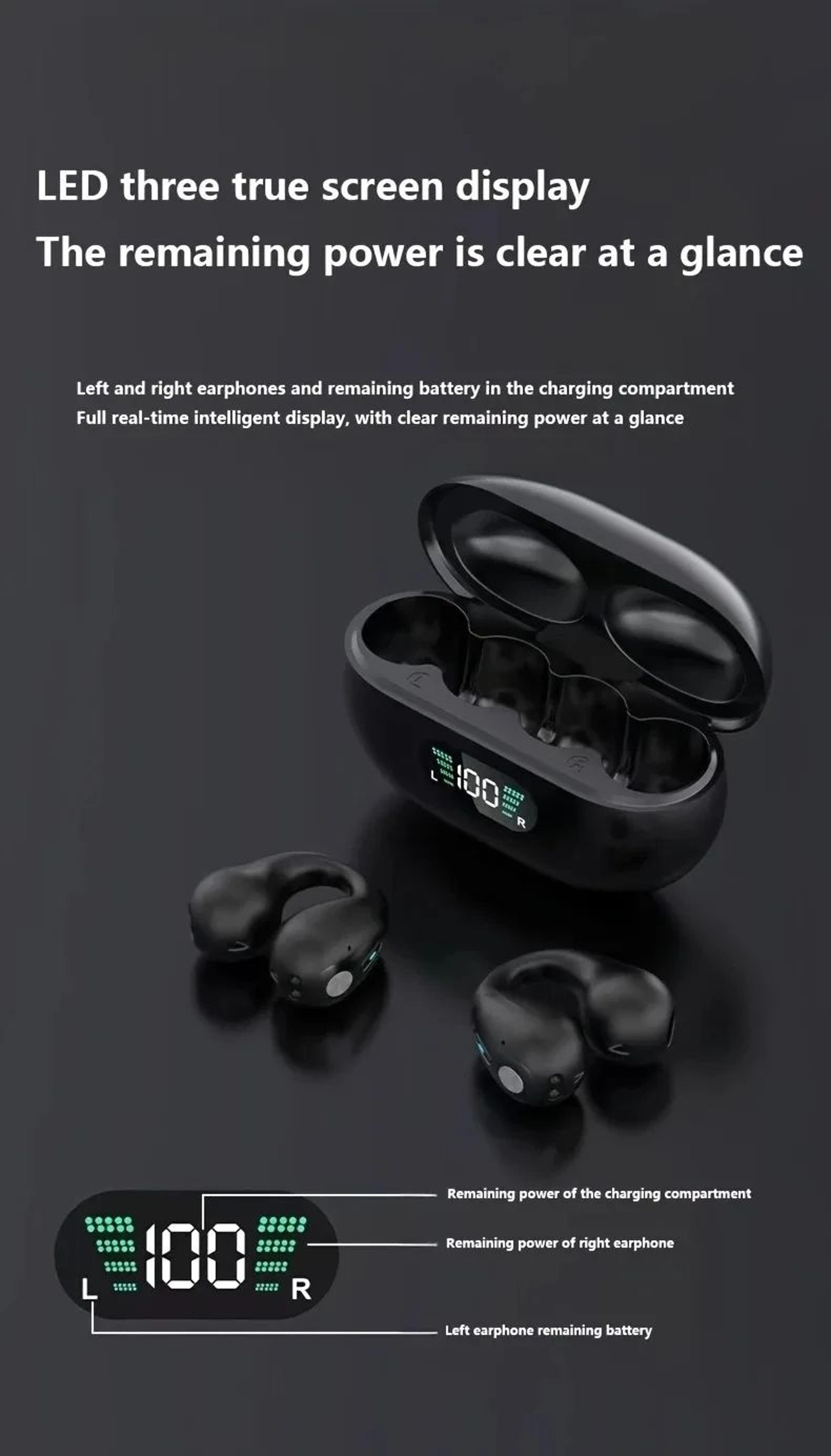 S22 X22 ANC Bluetooth Wireless Earbuds  Clip Ear Sports TWS Earphones With Digital Display 4