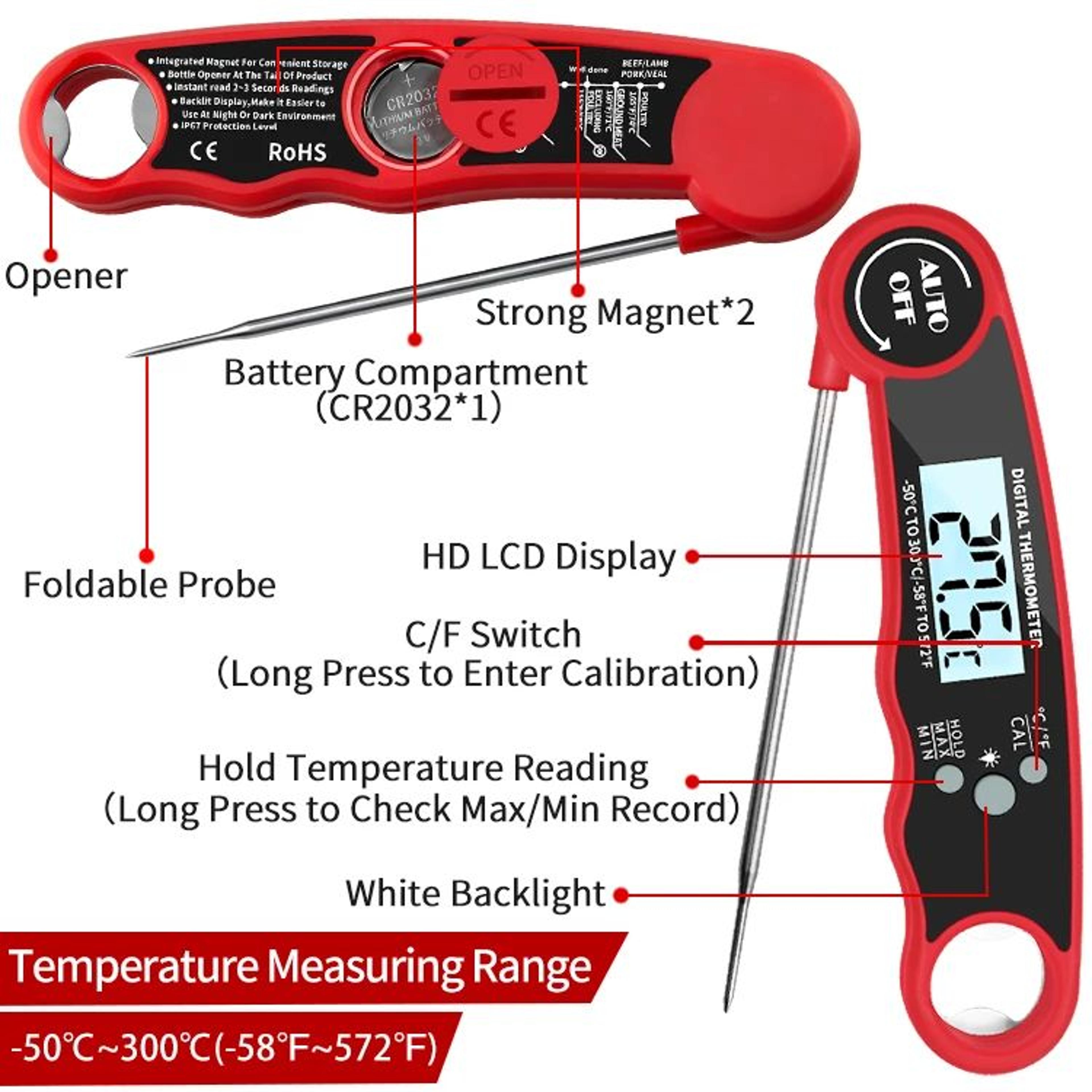 Instant Read Digital Meat Thermometer  Fast Accurate Kitchen  BBQ Food Thermometer 2