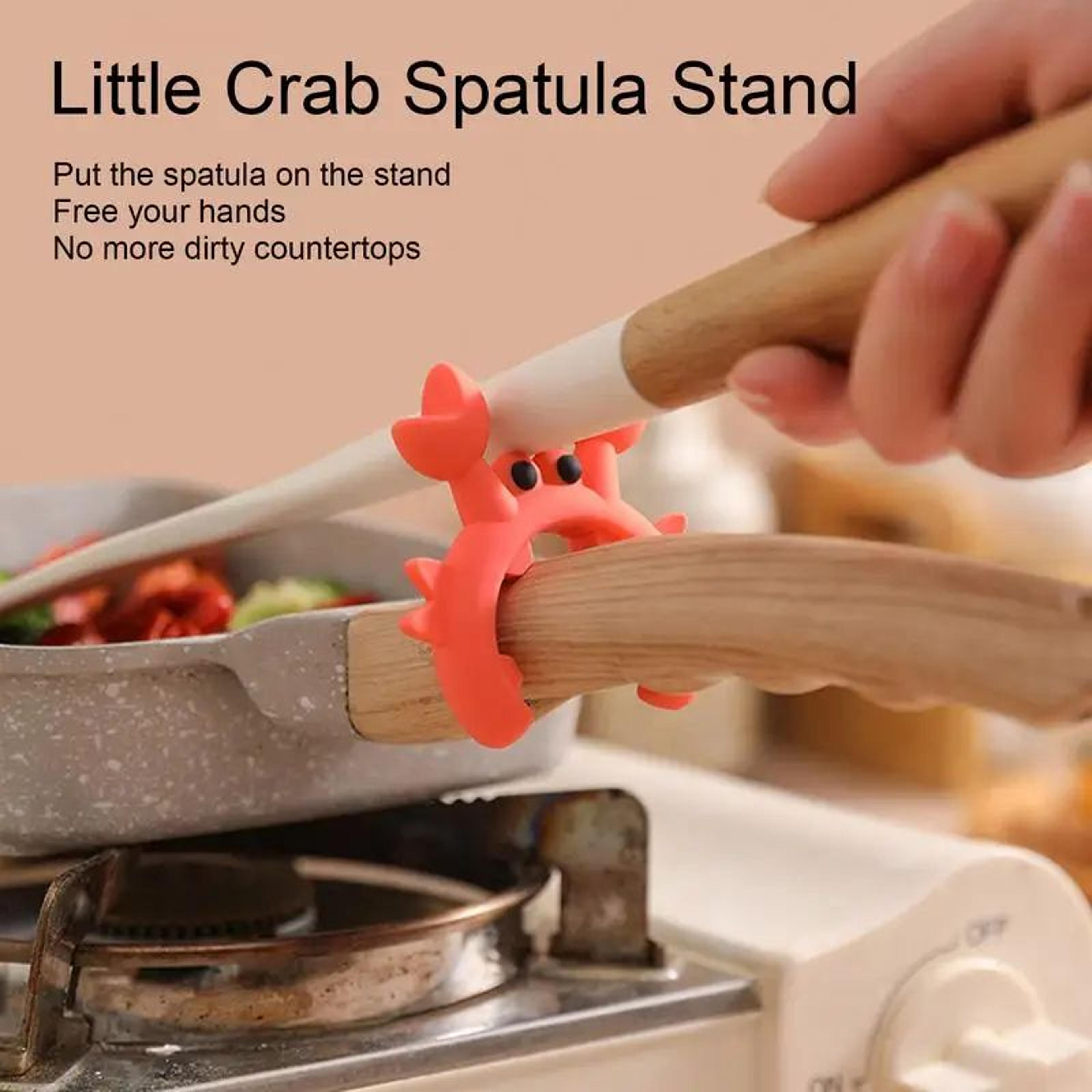 crab shaped silicone utensil rest – heat resistant spoon & spatula holder for pots