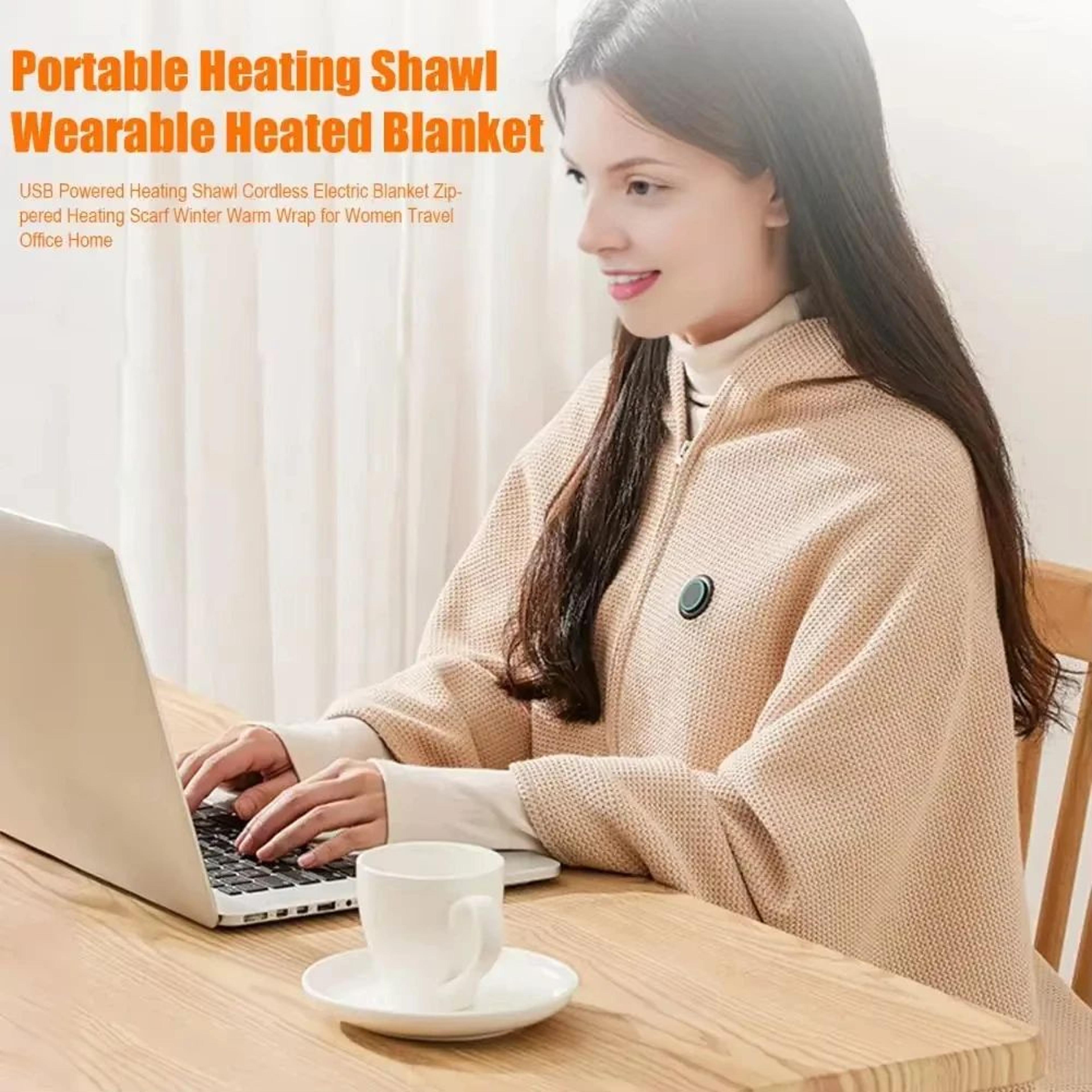 Wearable Electric Blanket  USB Heated Shawl Wrap With 3 Heating Levels  Portable Winter Warming Bla 1