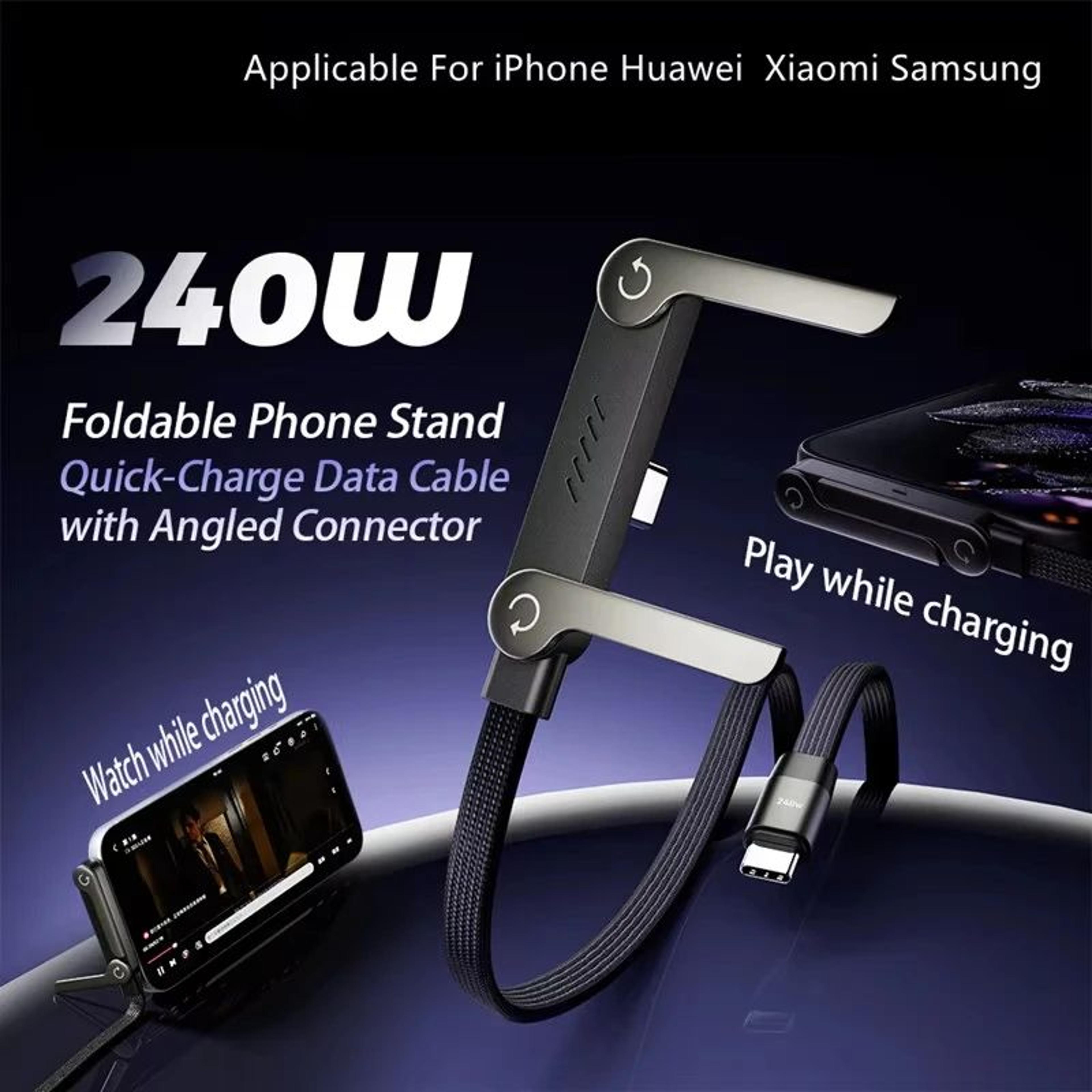 240w pd fast charging cable – foldable phone holder usb type-c charger for iphone samsung xiaomi