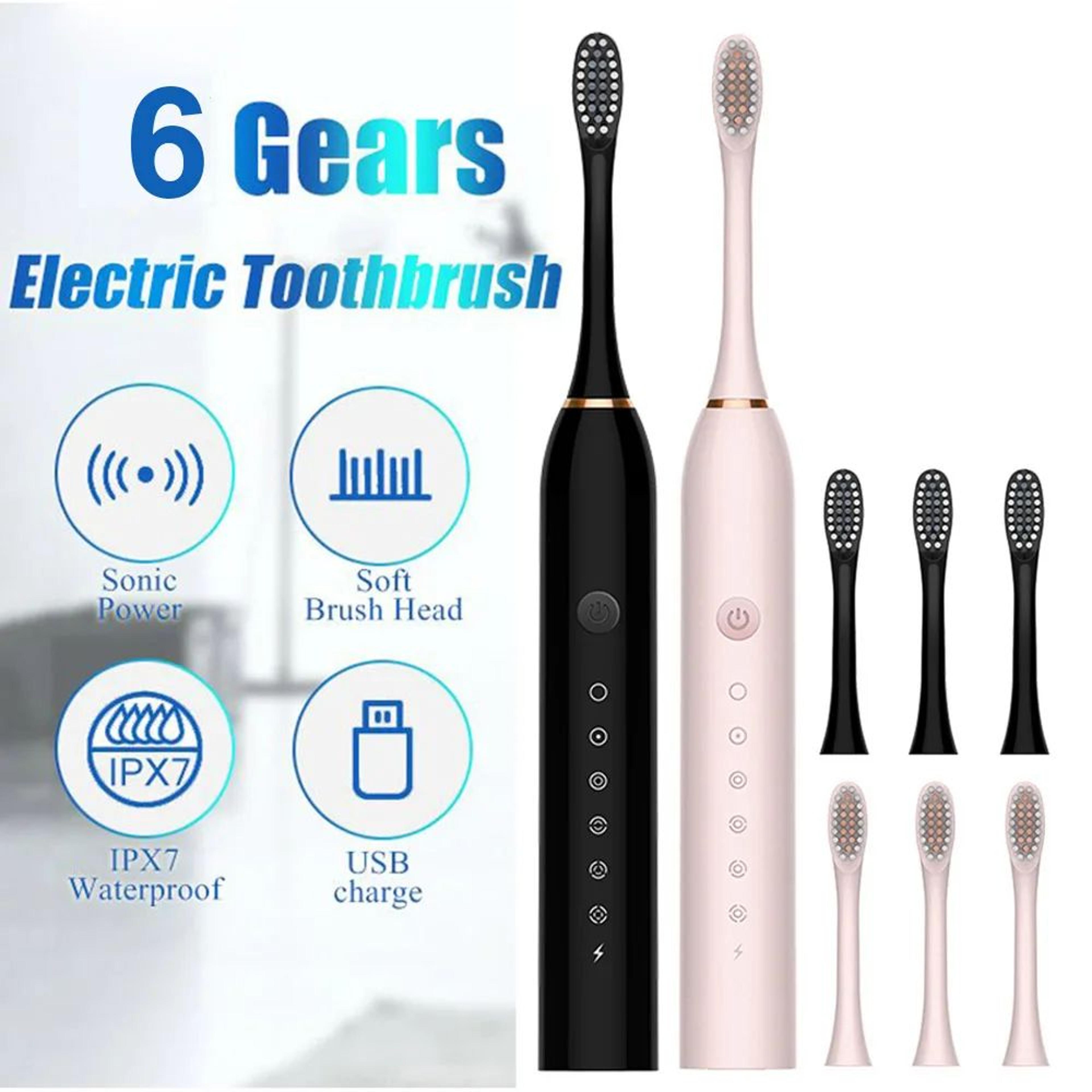 electric toothbrush for adults – usb rechargeable sonic toothbrush with 6 cleaning modes