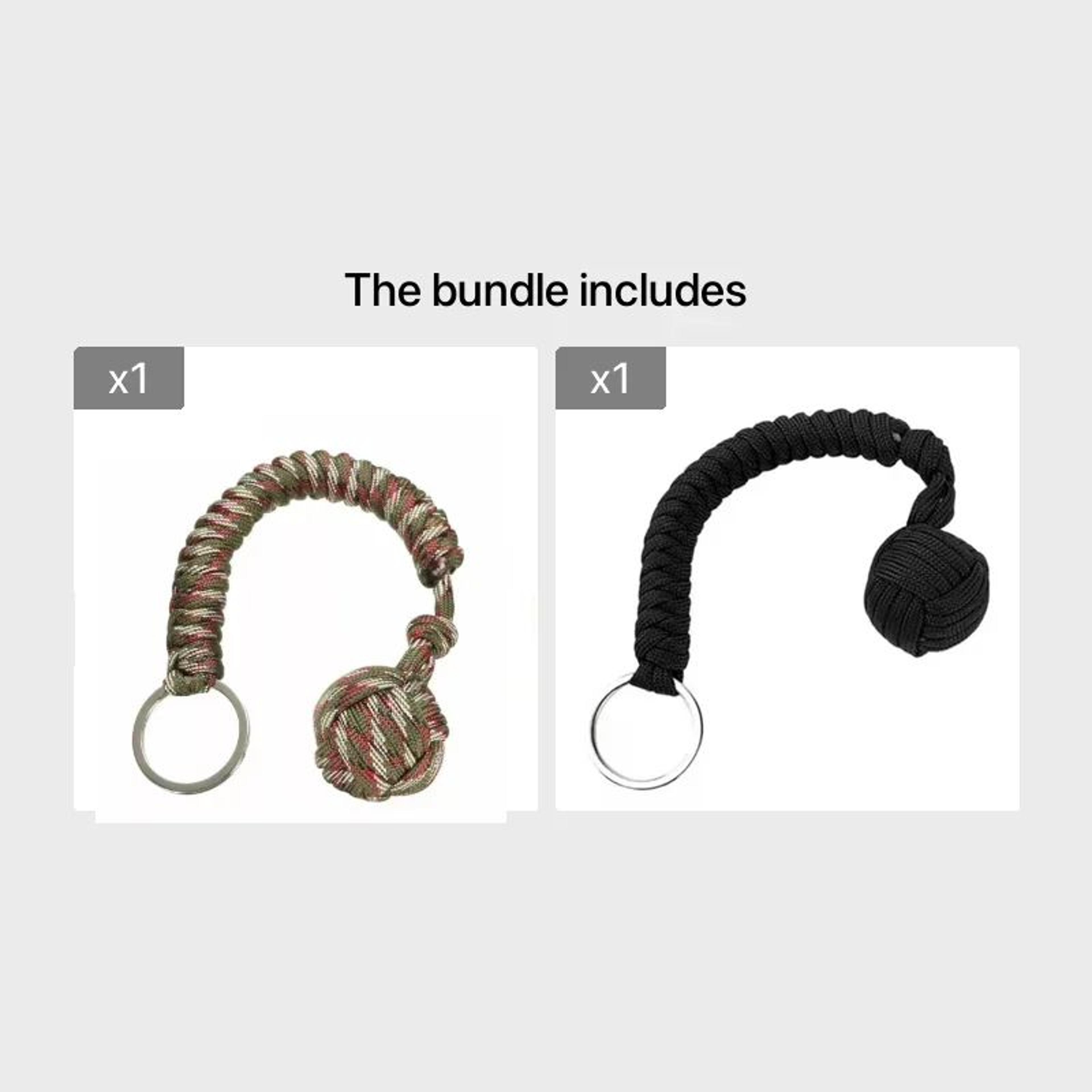Outdoor Paracord Survival Keychain  Monkey Fist Steel Ball Emergency Umbrella Rope Accessory 17