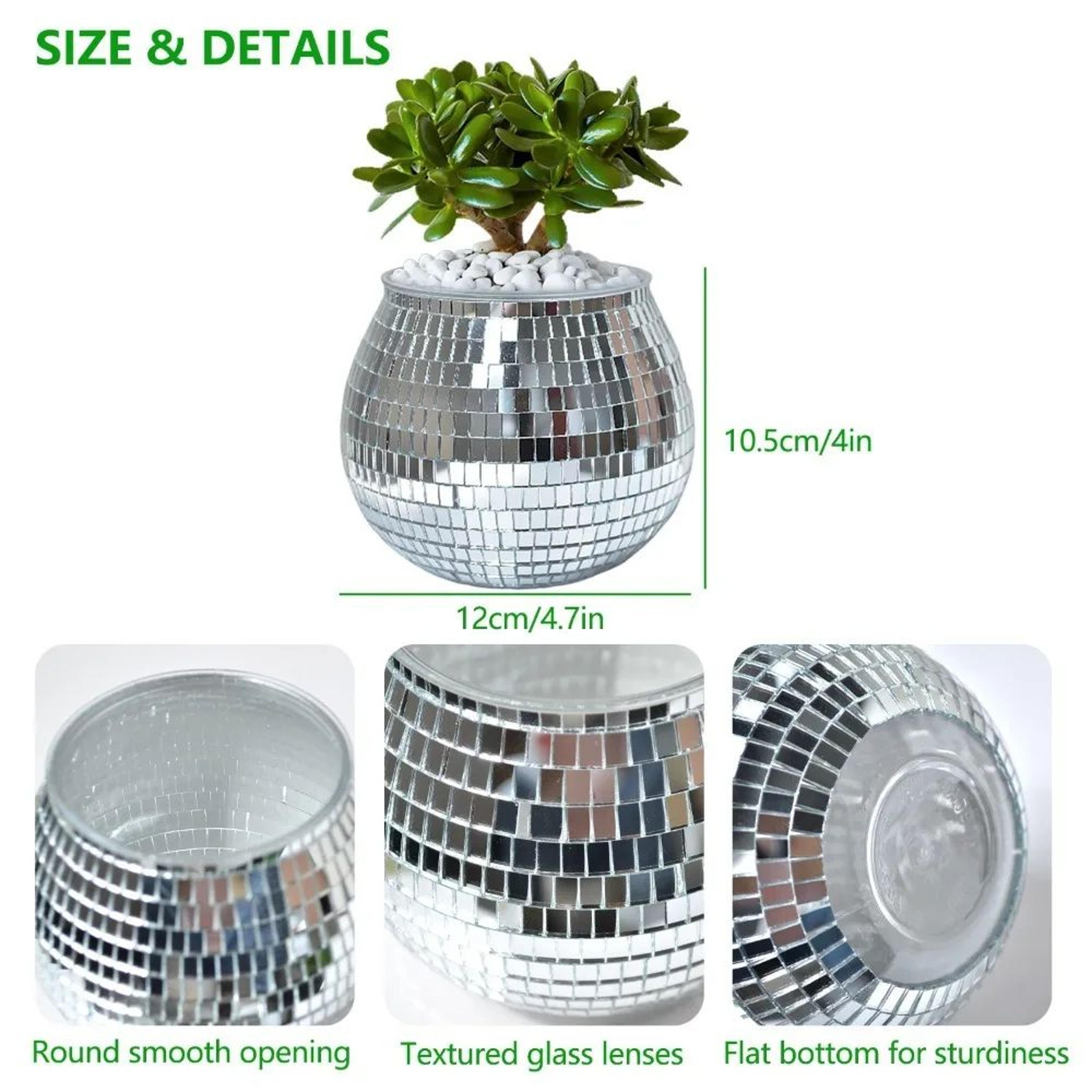Disco Ball Flower Pot  Silver Mirror Planter  Decorative Vase For Home Decor 5
