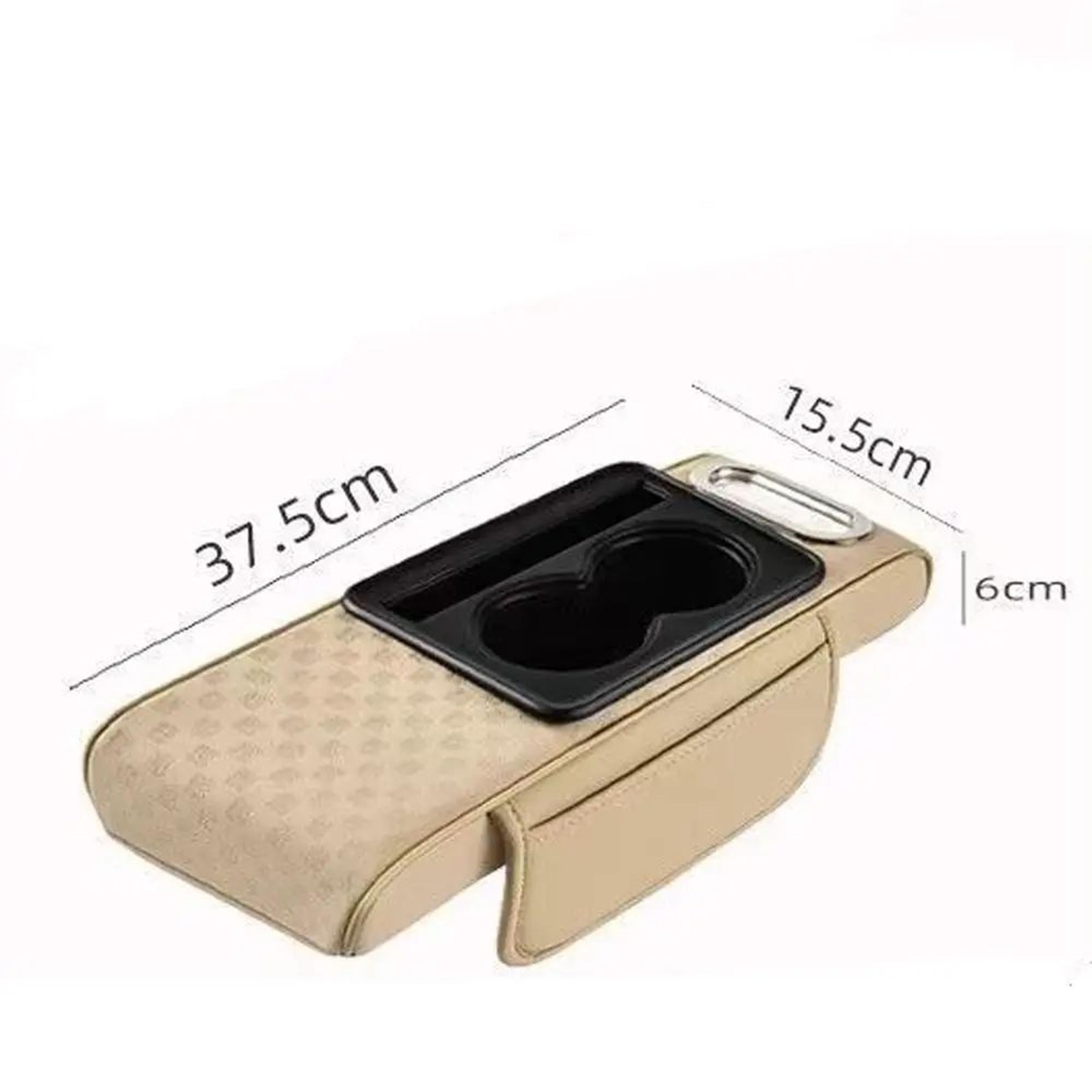 Universal Car Center Console Armrest Cushion  PU Leather Height Increasing Armrest Pad With Cup Hol 5