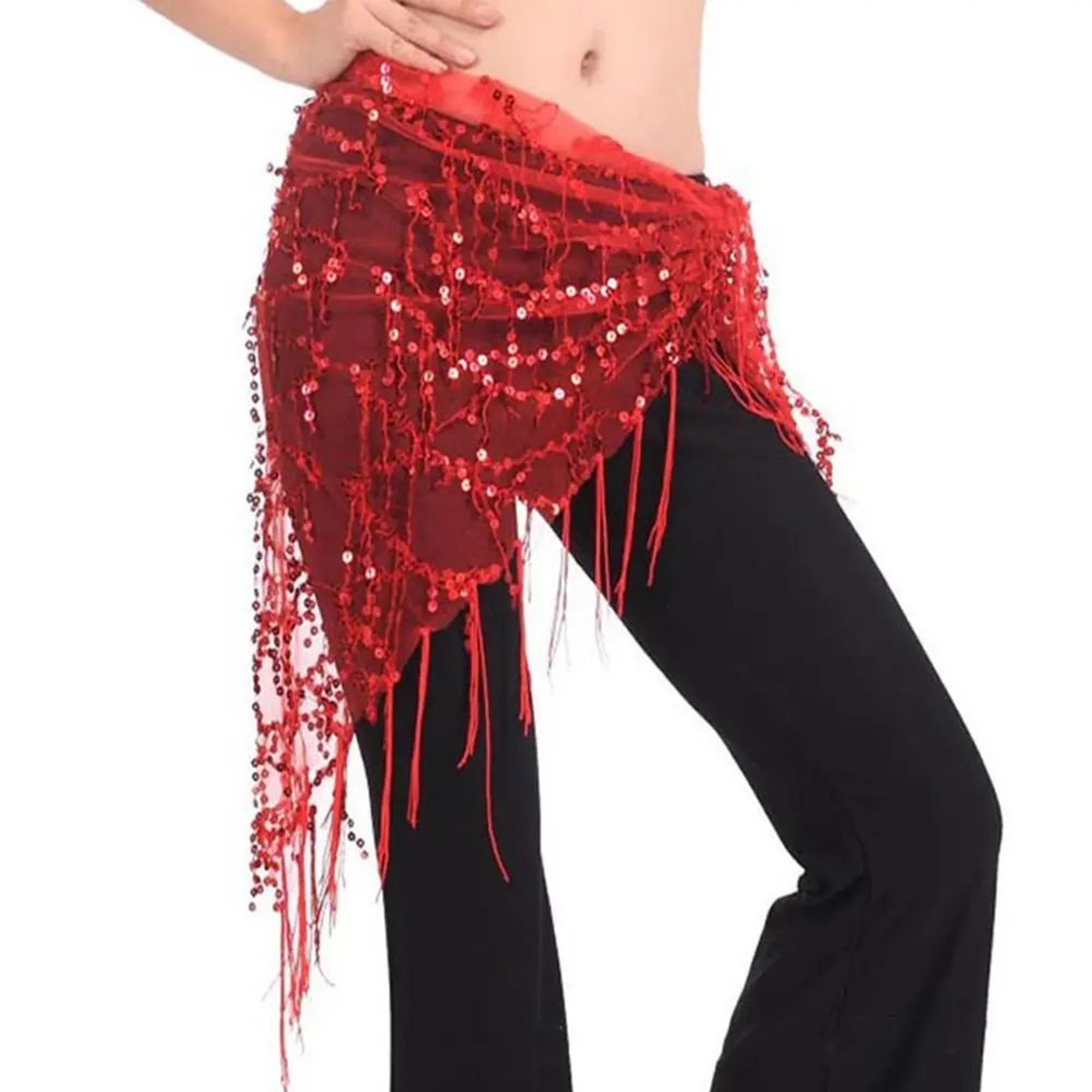 Womens Sequins Tassel Belly Dance Hip Scarf Waist Belt  Shiny Arabian Dance Costume Accessory 8