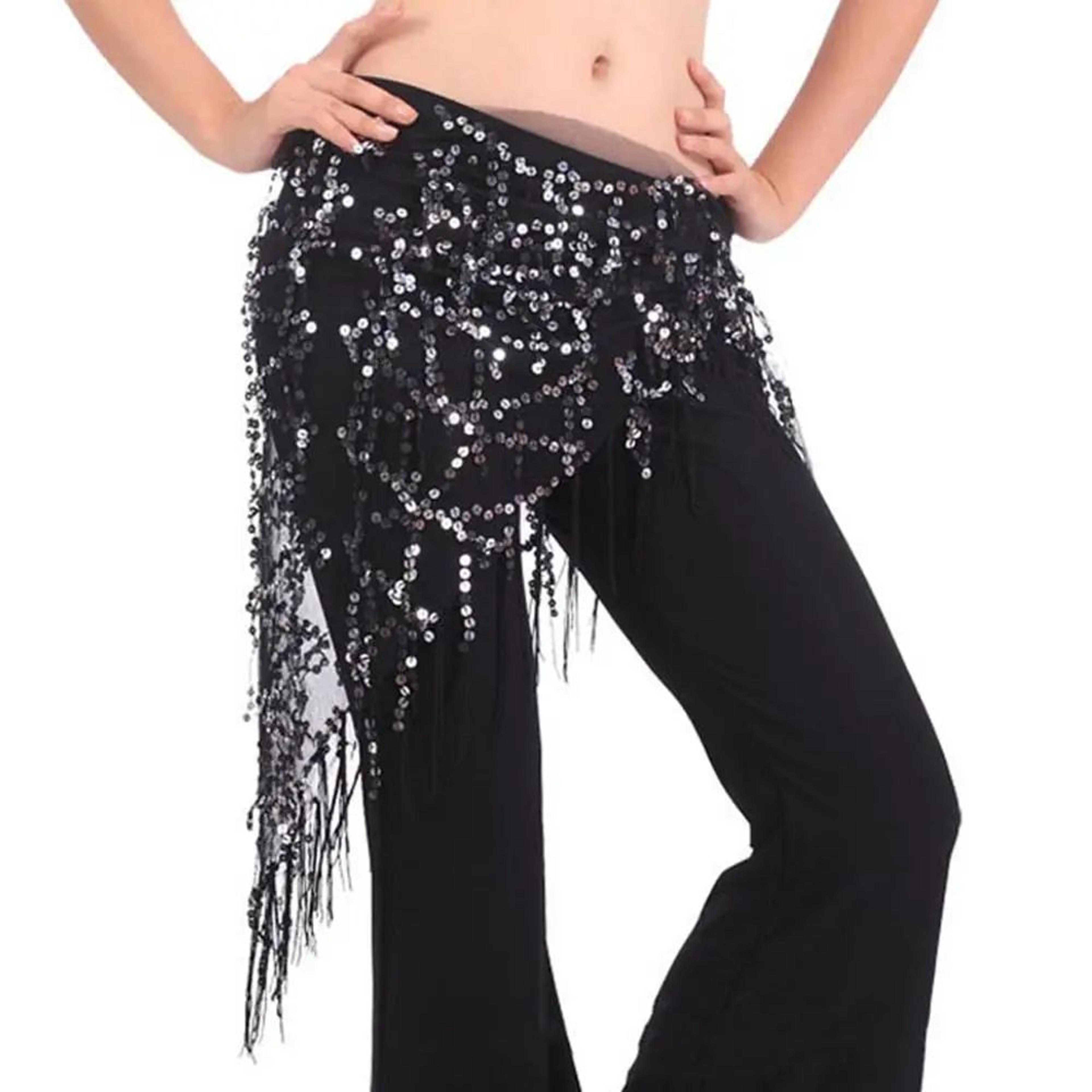 Womens Sequins Tassel Belly Dance Hip Scarf Waist Belt  Shiny Arabian Dance Costume Accessory 13