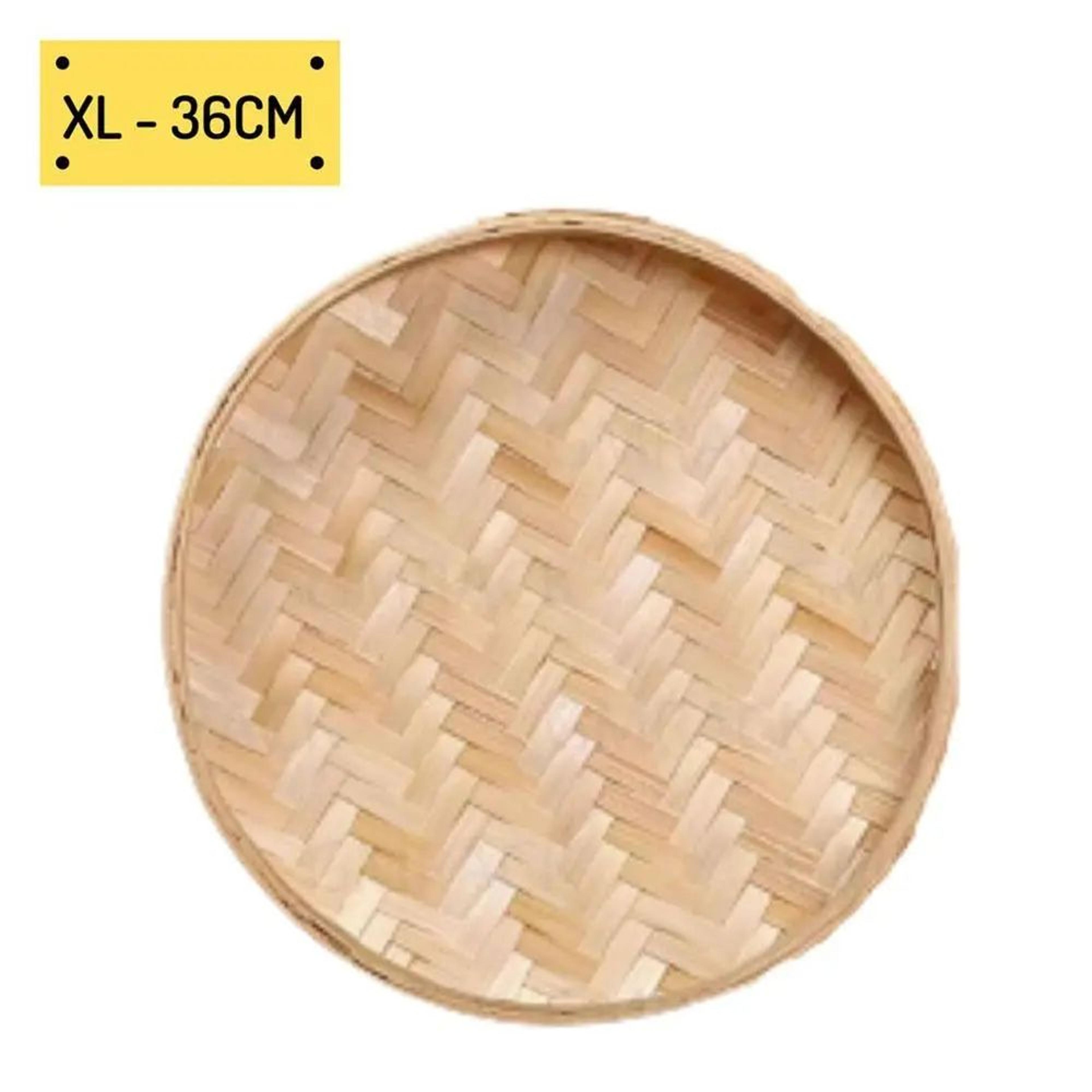 Handwoven Bamboo Serving Tray  Decorative Round Fruit  Bread Storage Basket 9