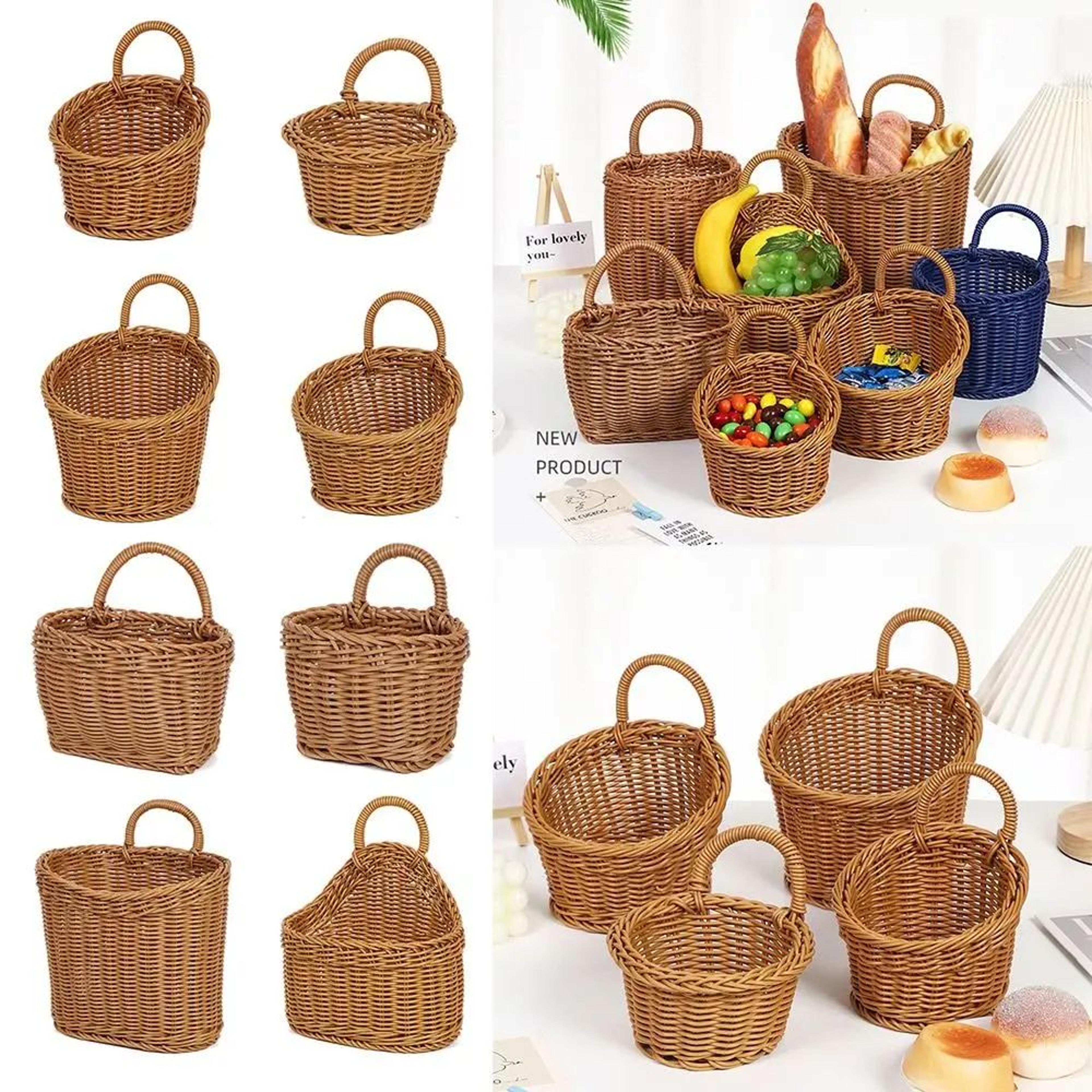 Imitation Rattan Hanging Storage Basket  Handwoven Kitchen Fruit Vegetable Organizer Basket With Ha 1