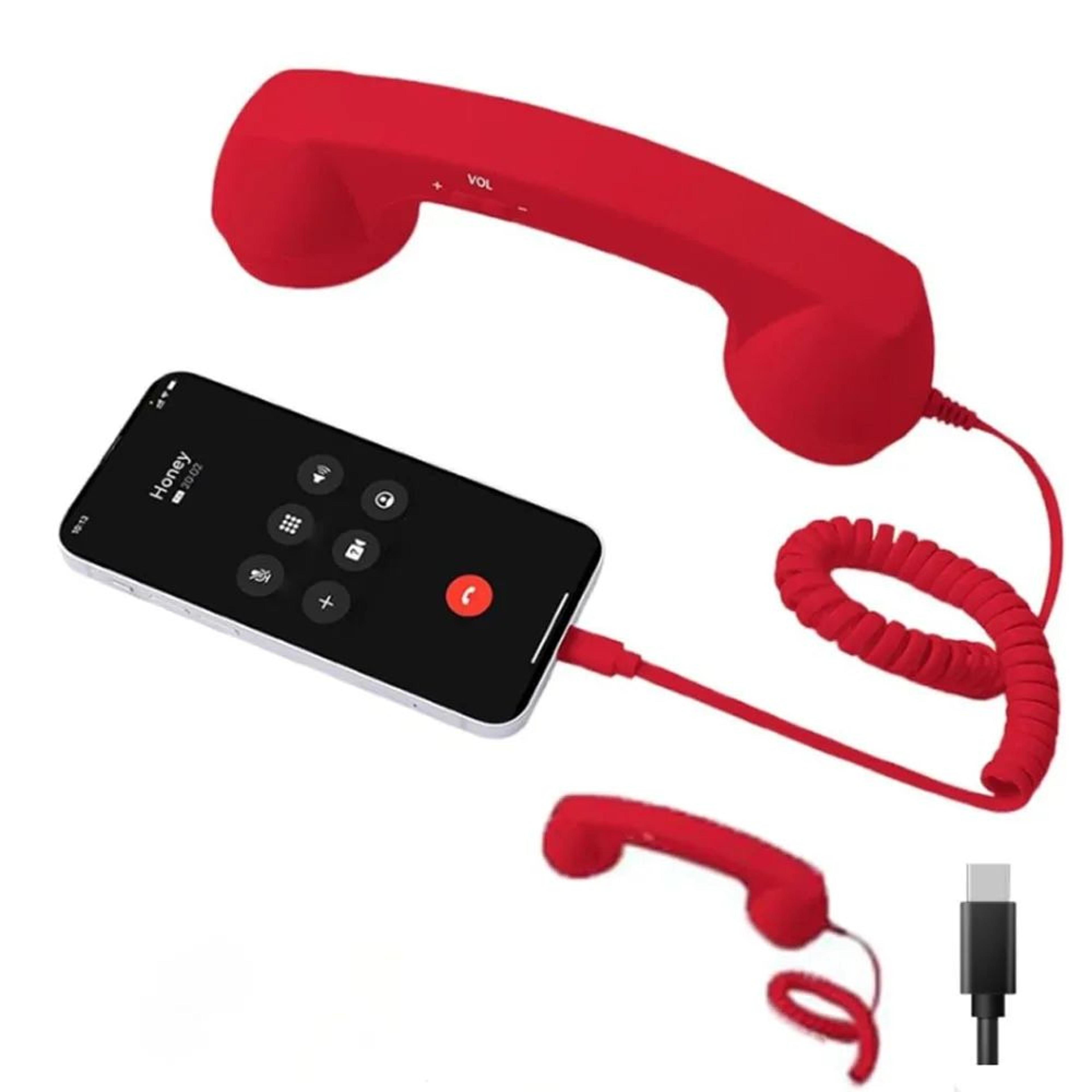 Retro Telephone Handset For Mobile Phone  TypeC Wired Cell Phone Receiver With Microphone  TangleFr 7