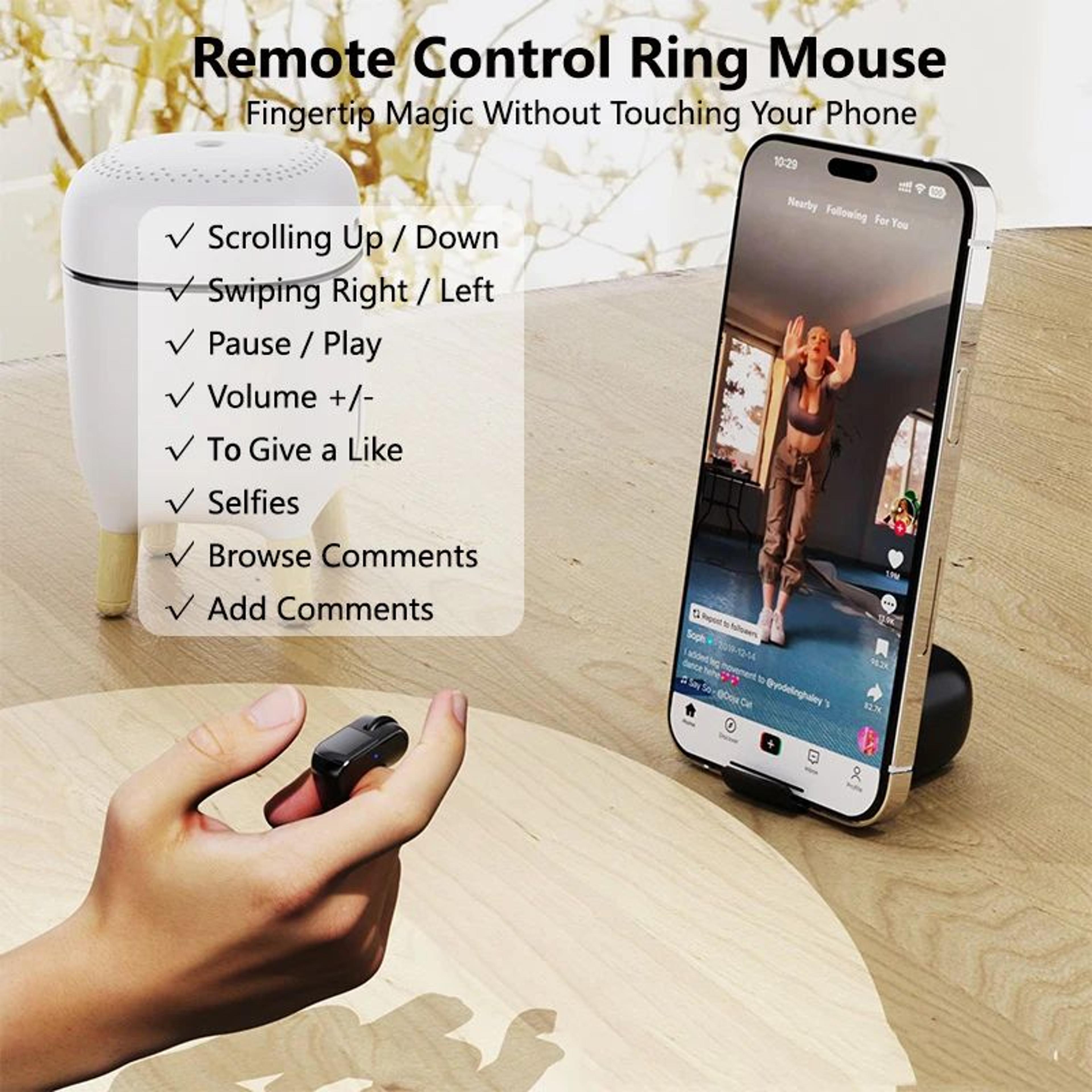 Bluetooth Mini Ring Mouse Remote  Rechargeable Wireless Selfie  Presentation Controller 1
