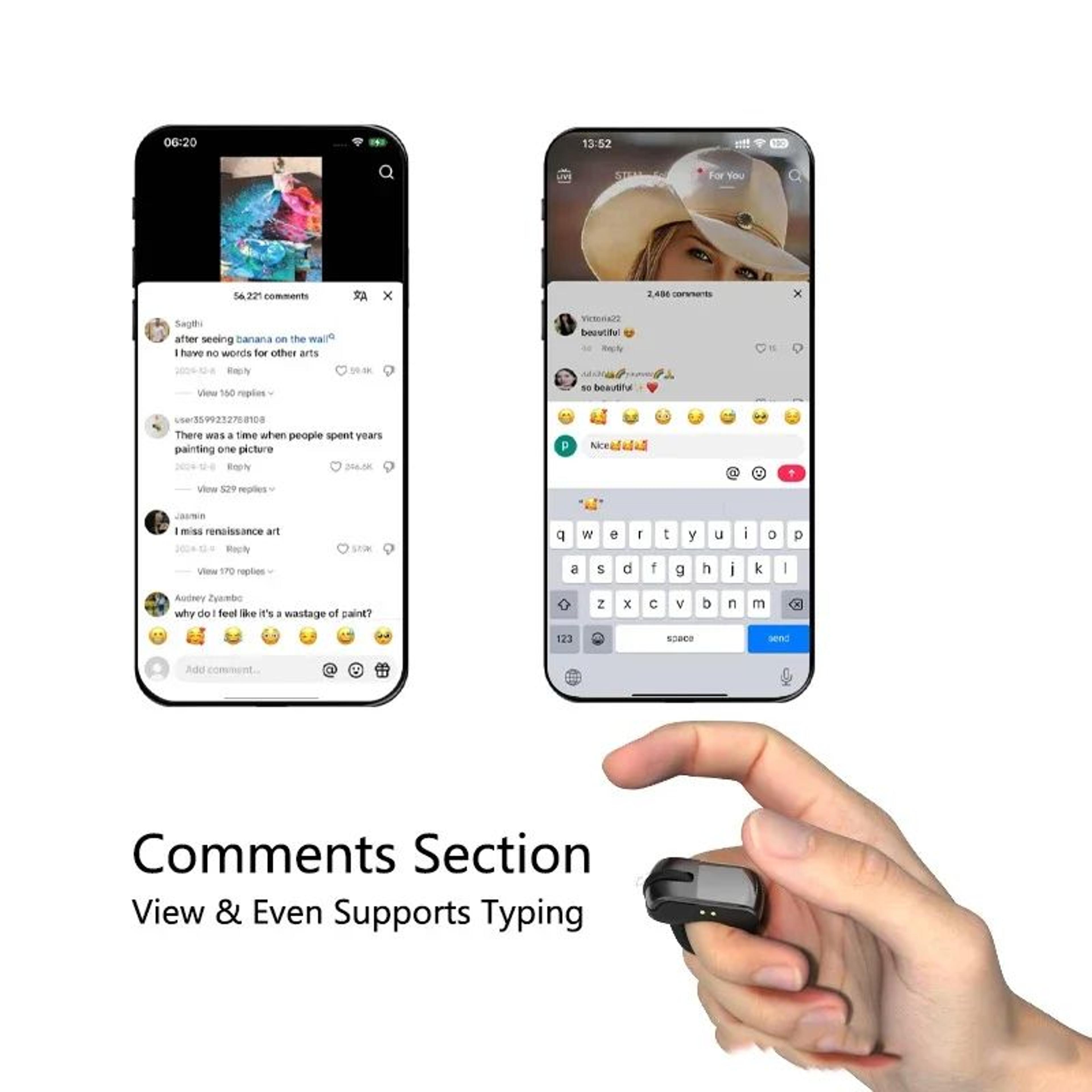Bluetooth Mini Ring Mouse Remote  Rechargeable Wireless Selfie  Presentation Controller 2