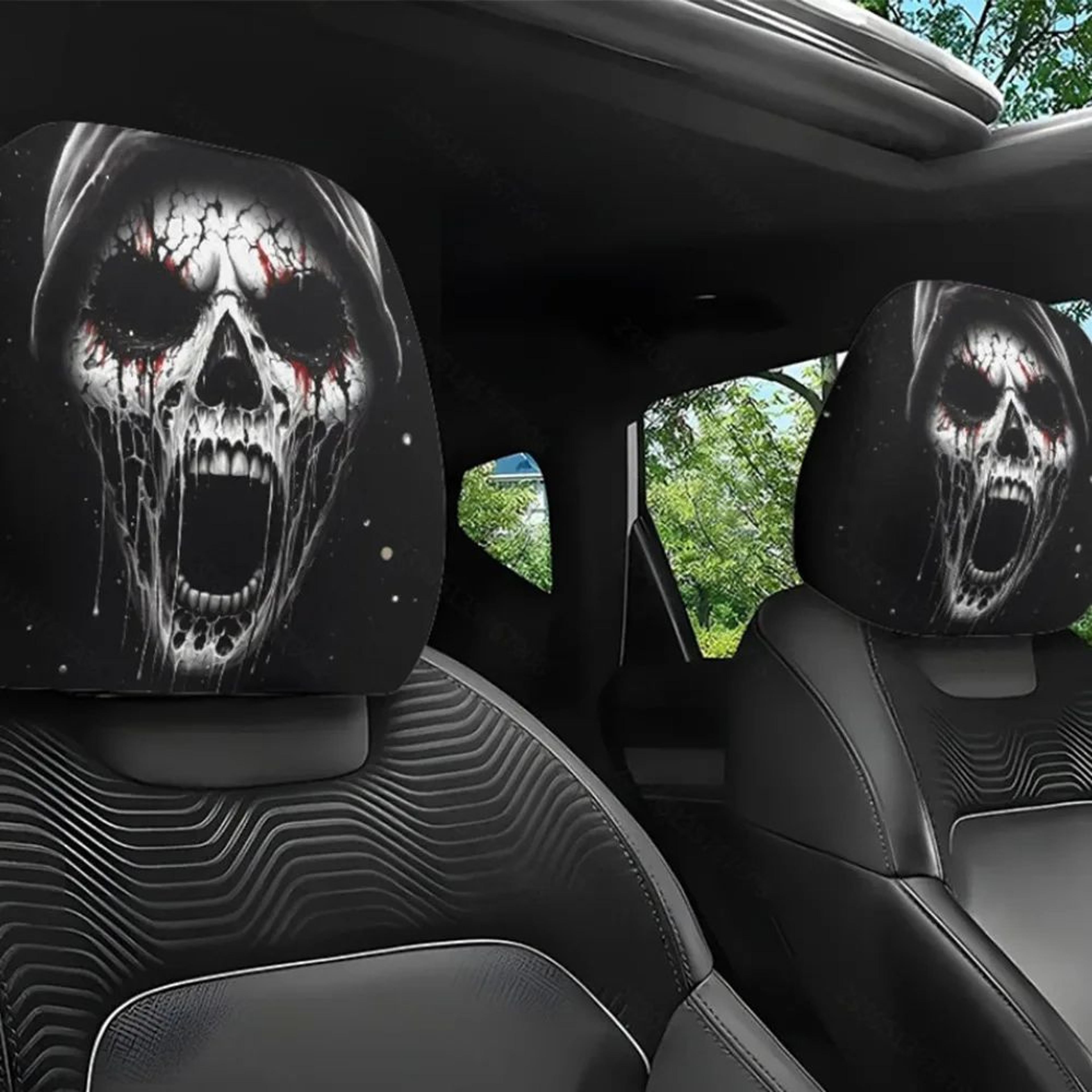 Universal Cartoon Eyes Car Headrest Covers  Breathable Stretchable Seat Protector Pillowcase Set 8