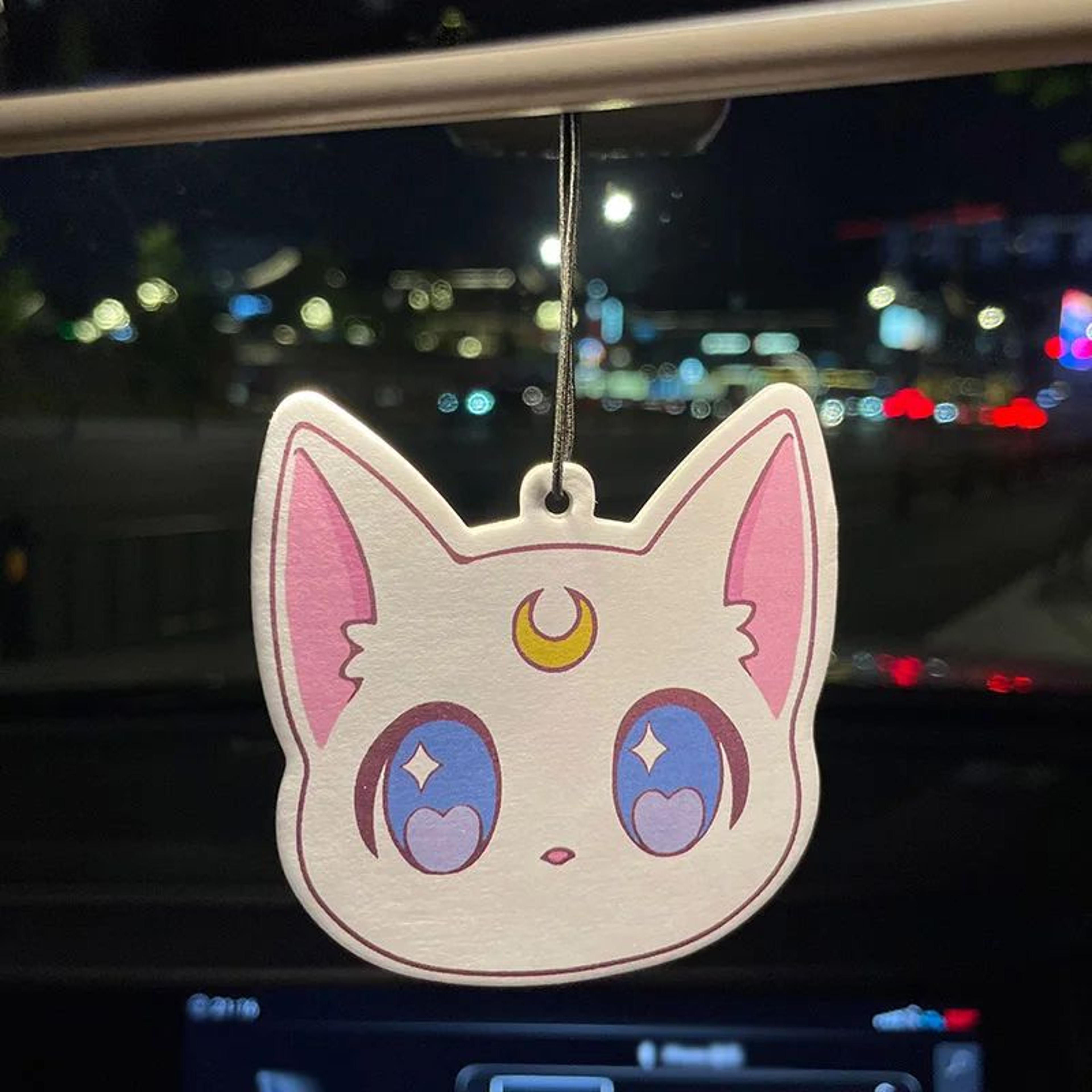 cute pink cat car air freshener pendant – freesia & english pear hanging fragrance decor