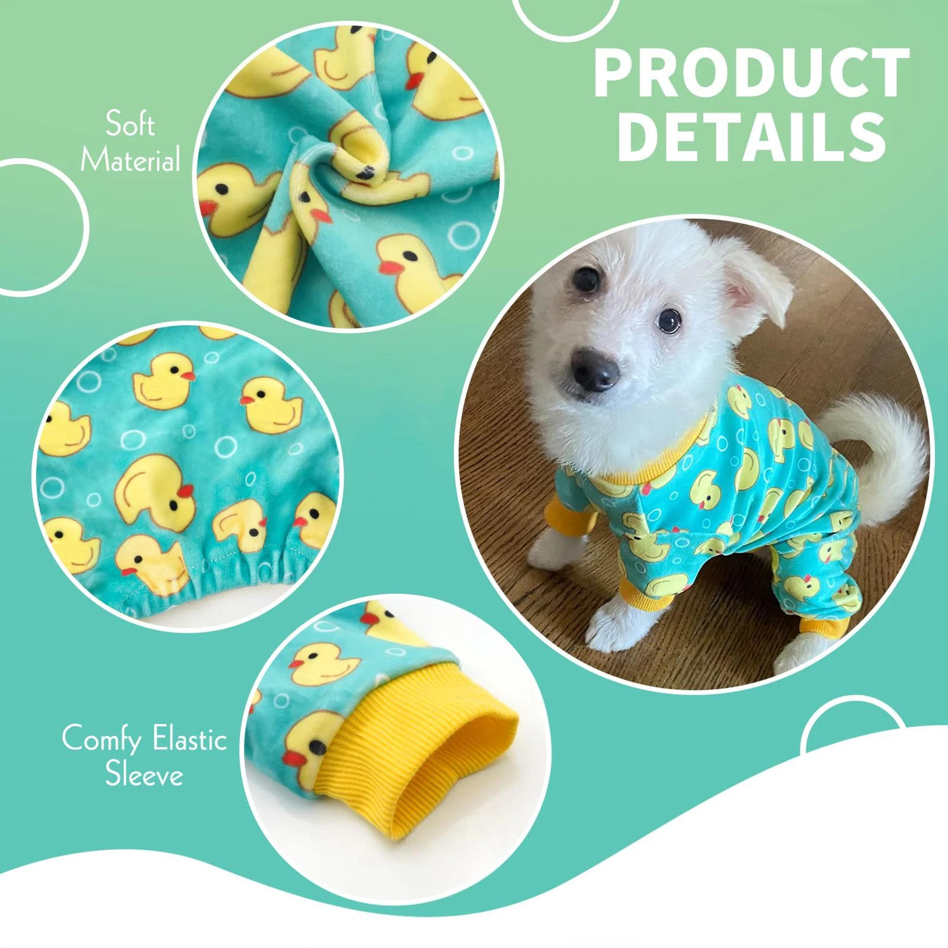 Yellow Duck Dog Pajamas  Soft Stretch Dog Jammies For Small Dogs  Cats 5
