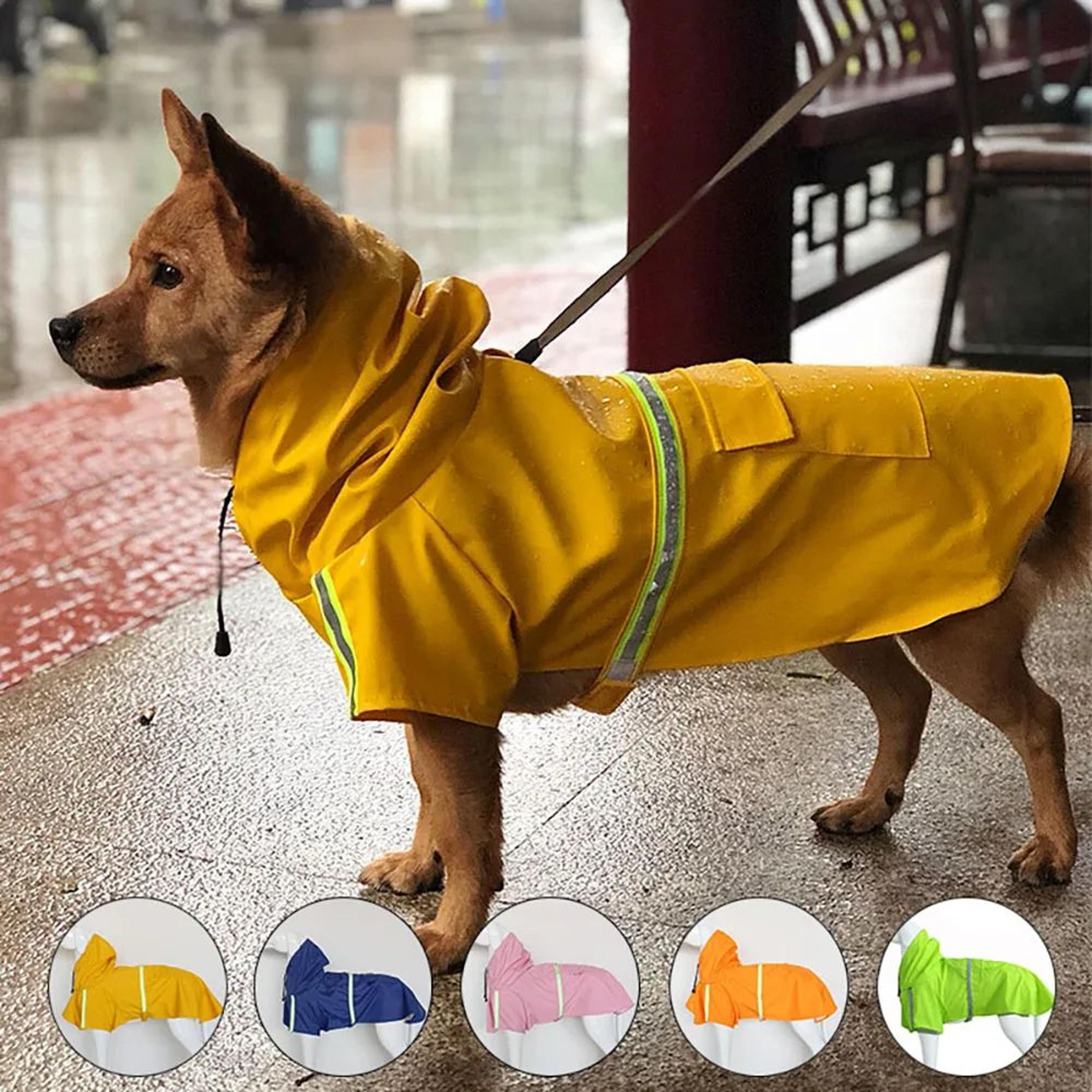 waterproof dog raincoat with hood – reflective windproof rain jacket for large dogs