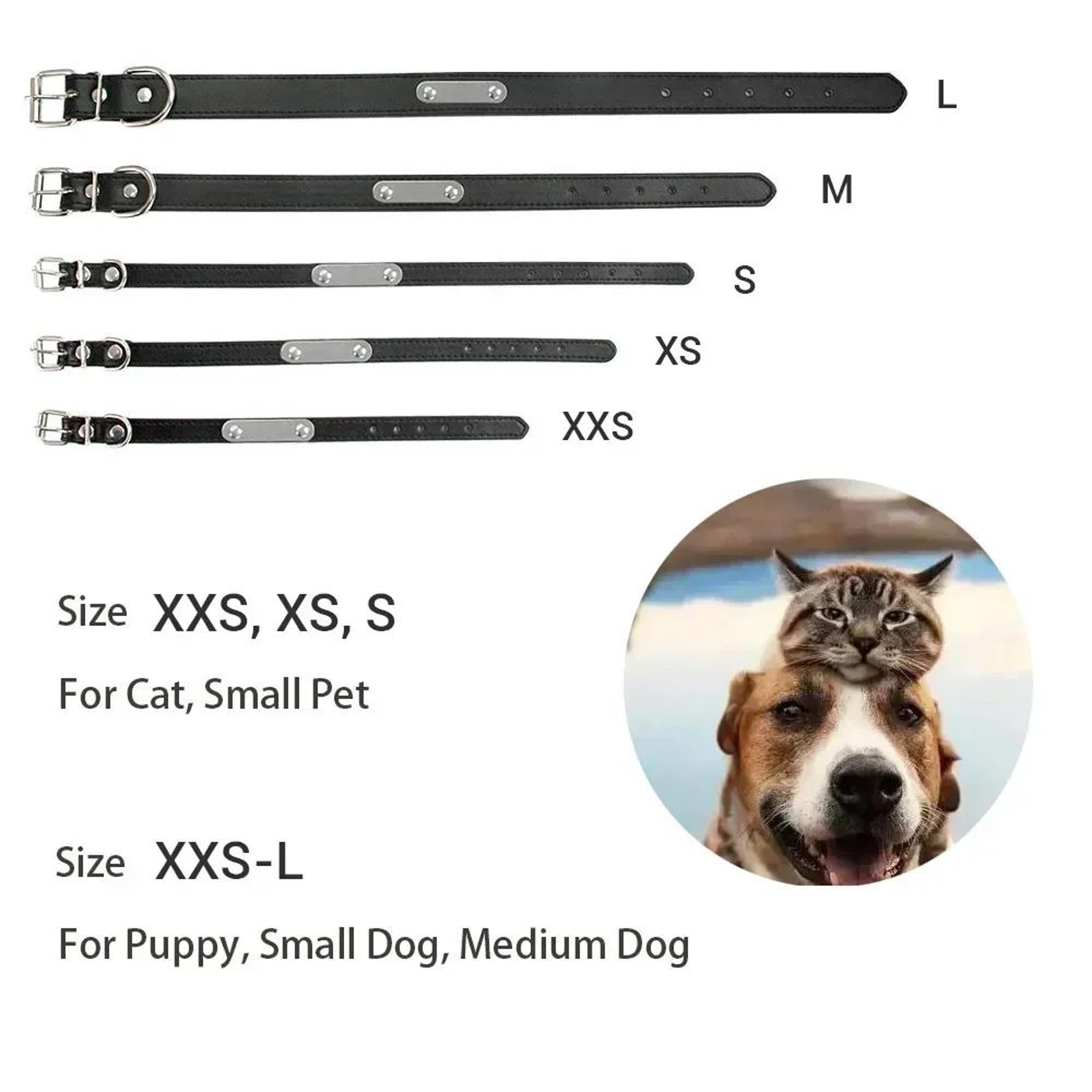 Personalized Dog Collar With Engraved Name Plate  Adjustable PU Leather ID Collar For Dogs  Cats 4