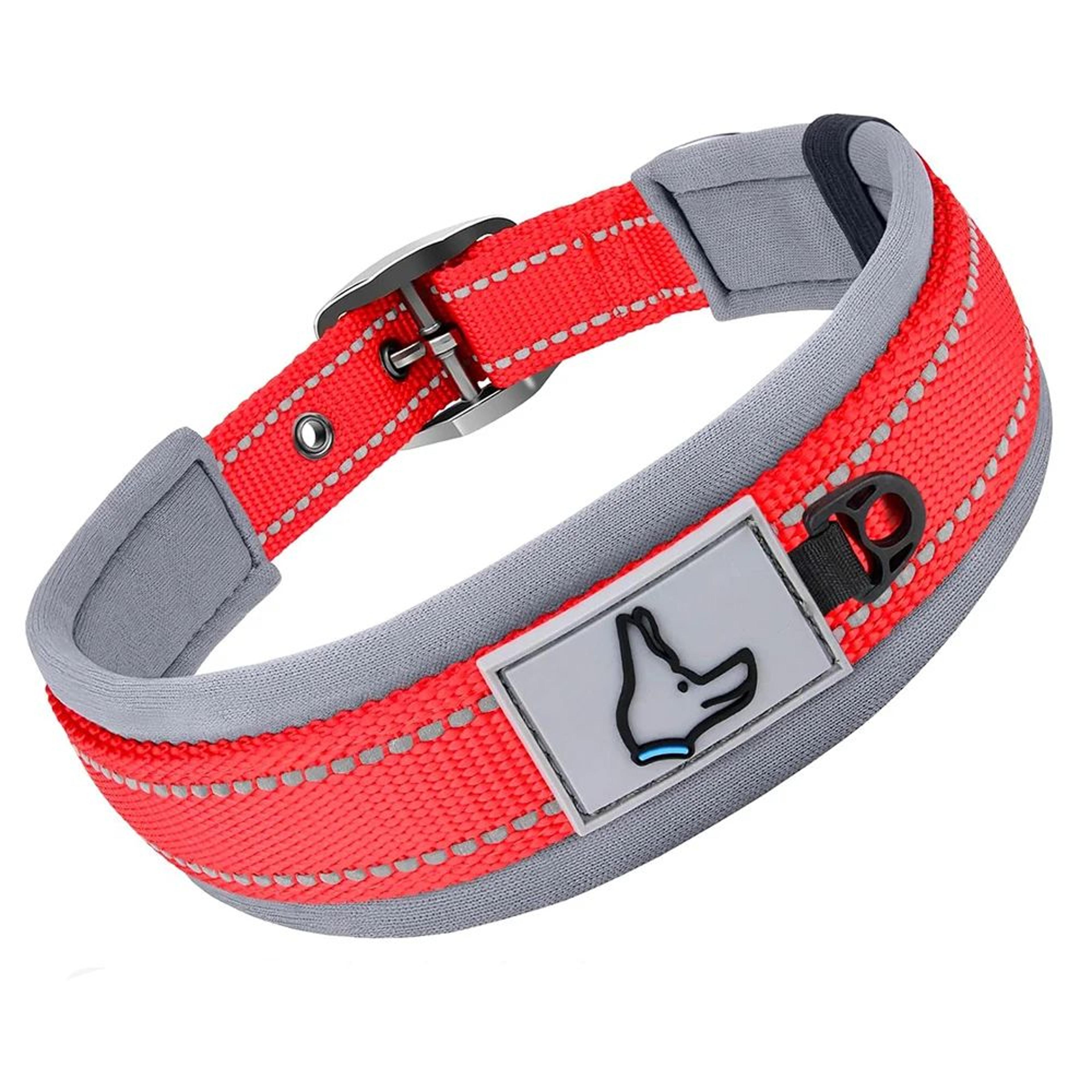 Reflective Padded Dog Collar  Adjustable Heavy Duty Nylon Collar For Small Medium  Large Dogs 15