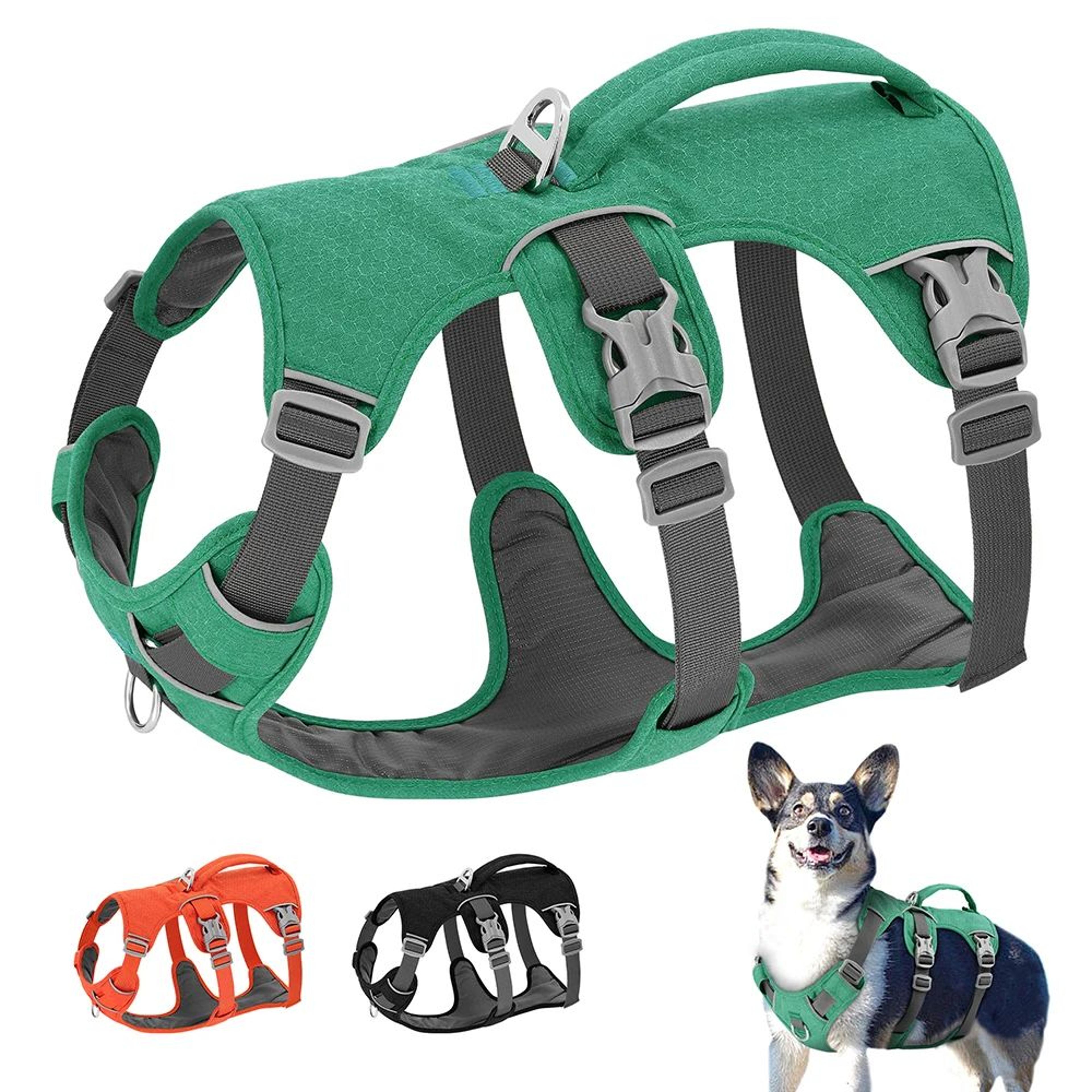 escape-proof reflective dog harness vest with handle – adjustable no-pull nylon harness for small, medium & large dogs
