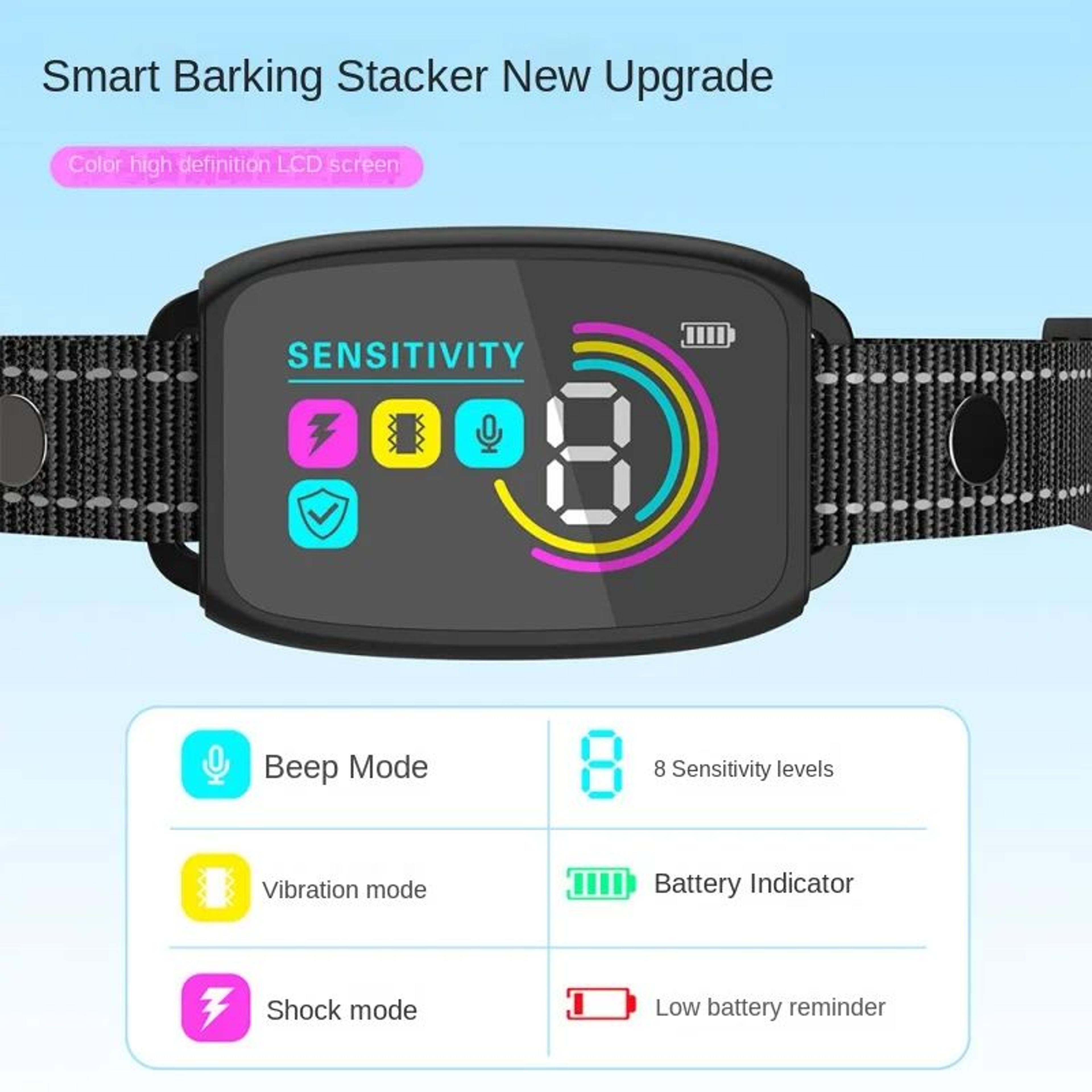 Intelligent AntiBark Dog Training Collar  Automatic Bark Control Device With Waterproof Adjustable  2