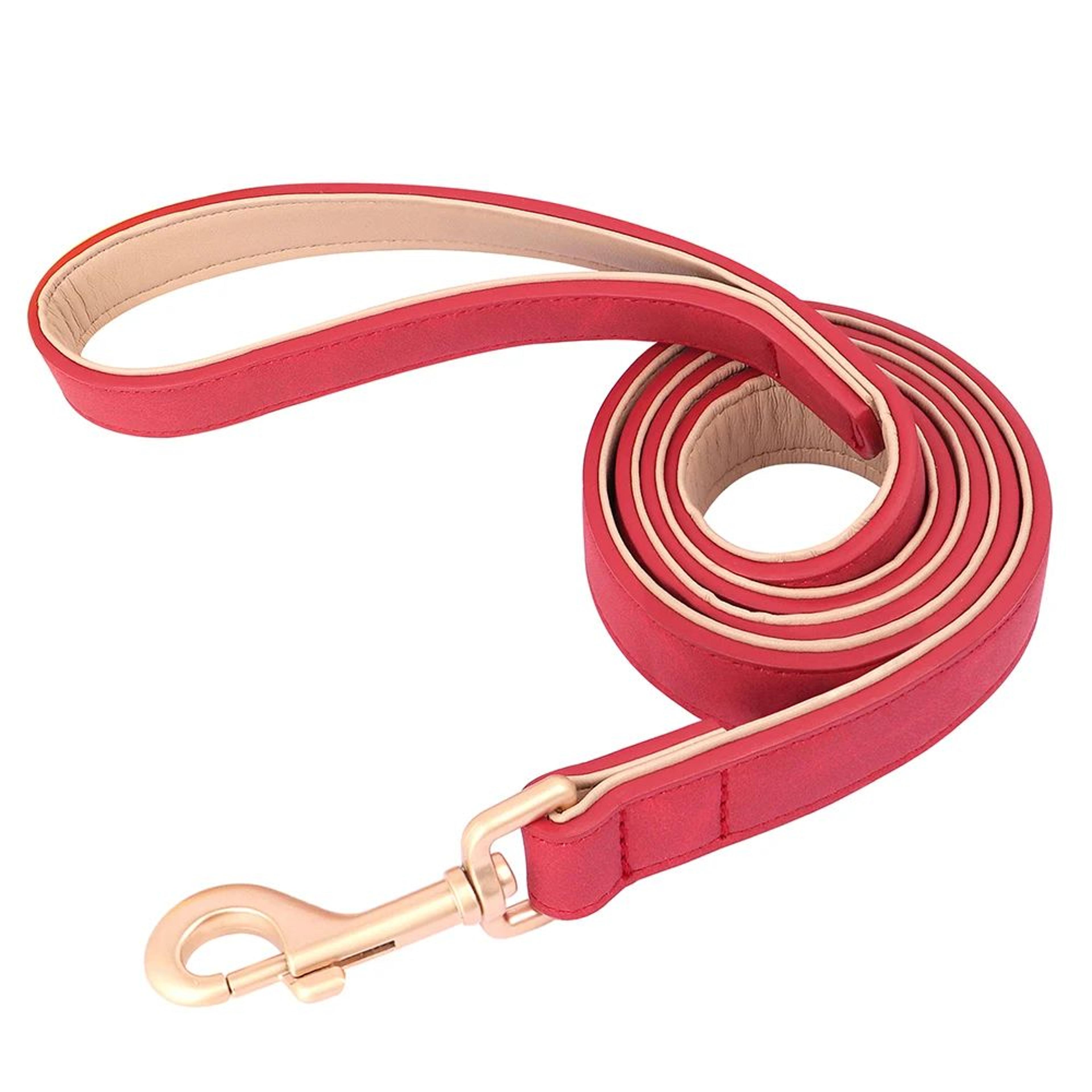 Soft Padded PU Leather Dog Collar  Leash Set  Adjustable Walking Lead For Small Medium  Large Dogs 18