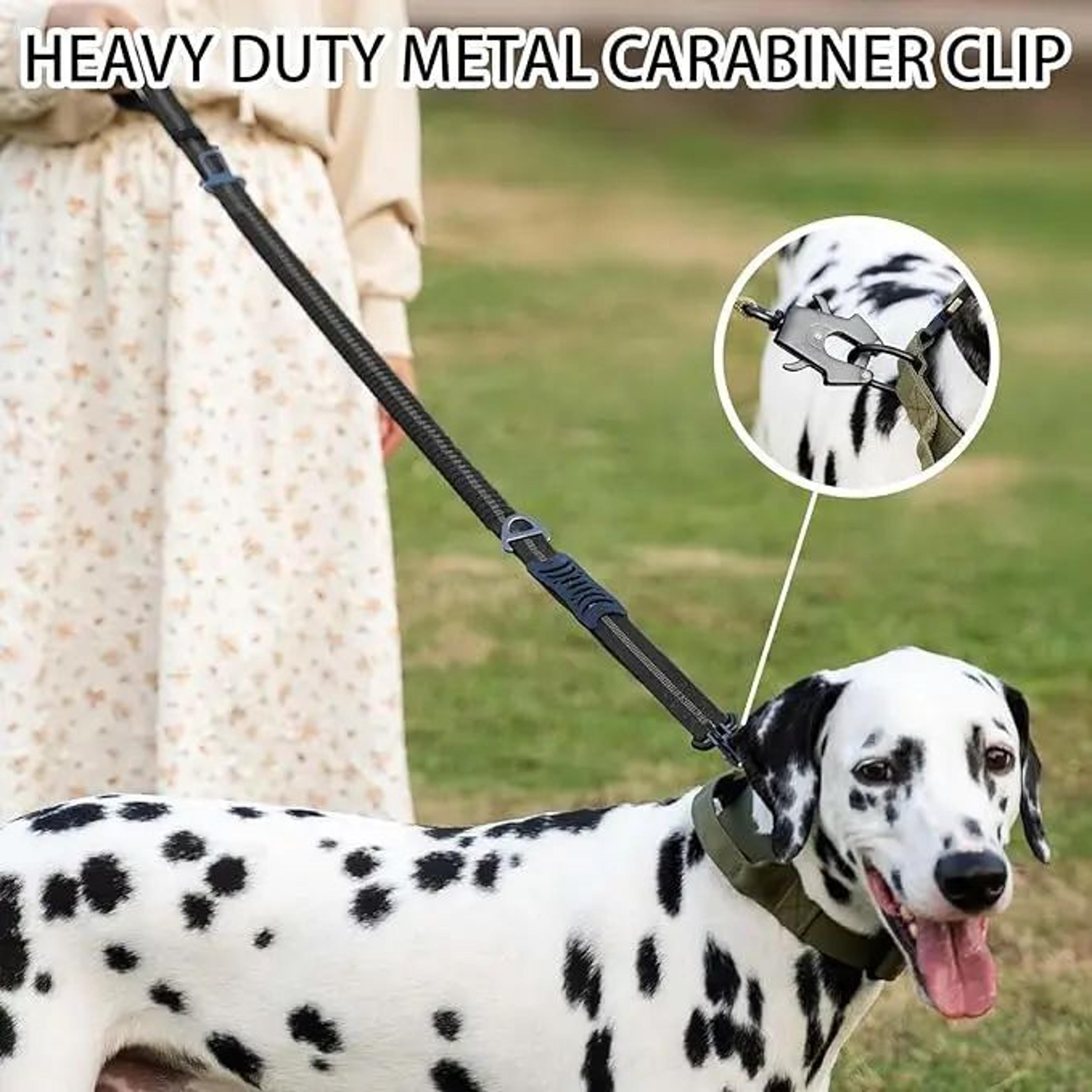 Reflective Tactical Bungee Dog Leash With Car Seatbelt  Heavy Duty No Pull Shock Absorbing Lead For 3