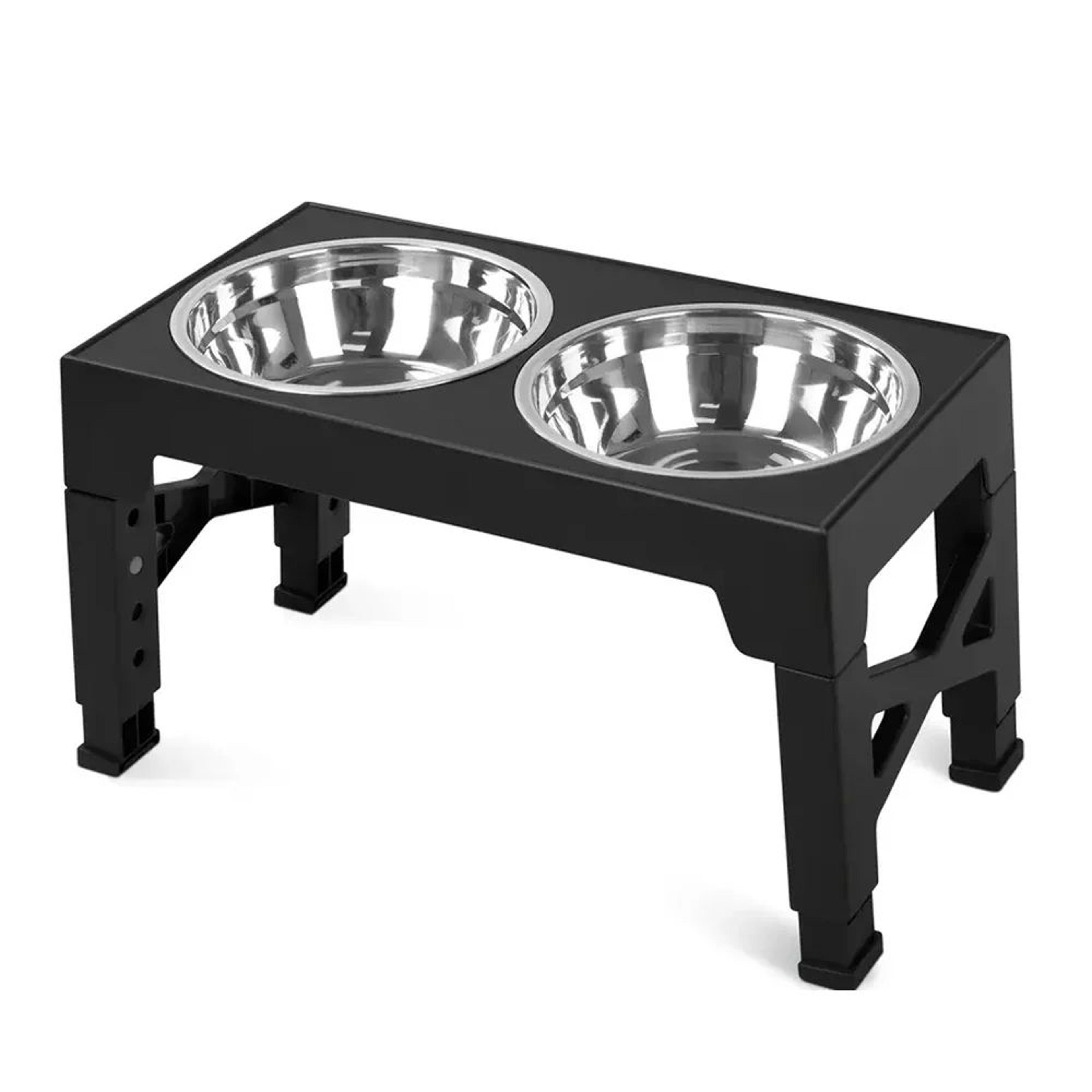 Adjustable Elevated Dog Feeder With Double Stainless Steel Bowls  Raised Food  Water Stand For All  6