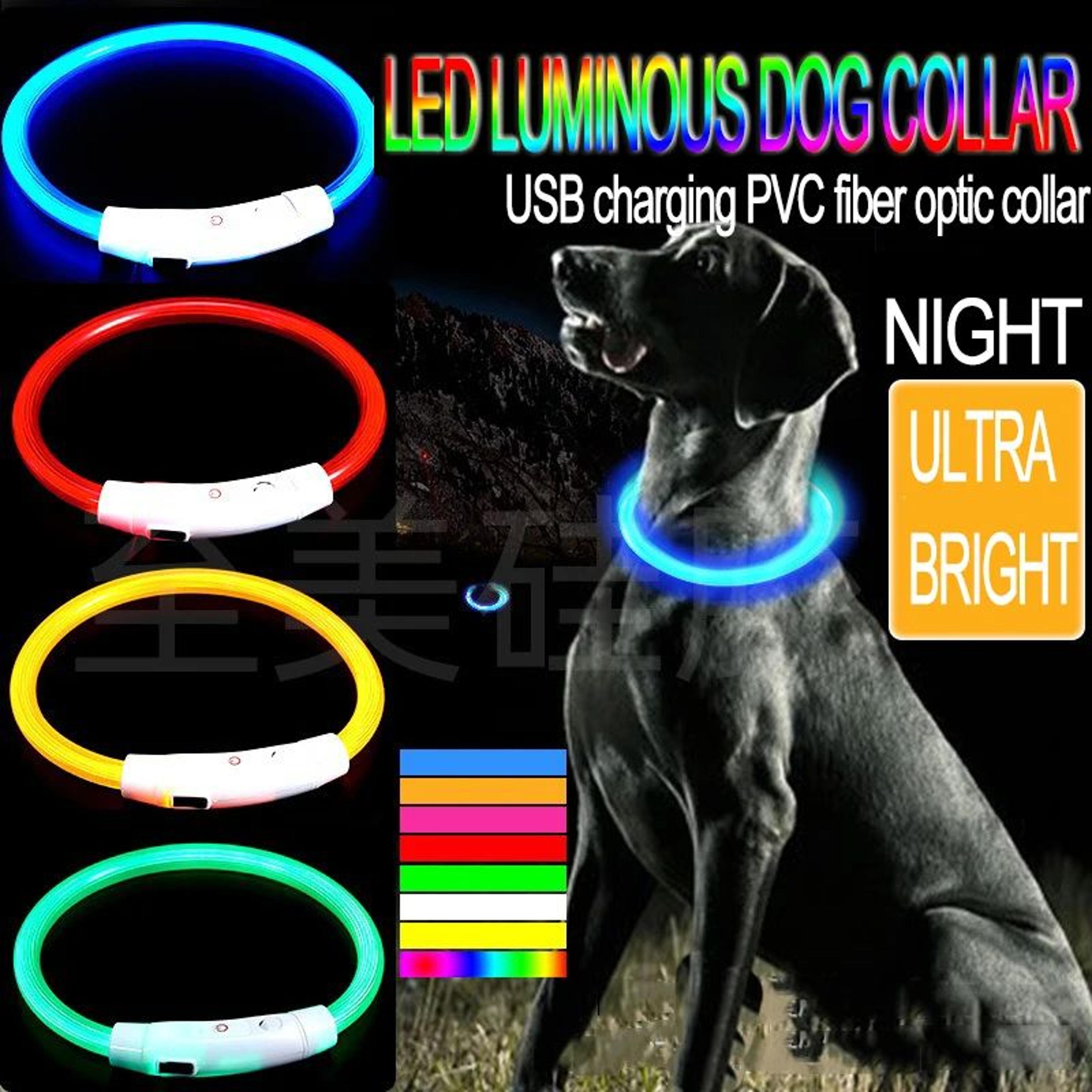 led luminous dog collar – adjustable glowing safety neck collar for night walking, training & outdoor activities
