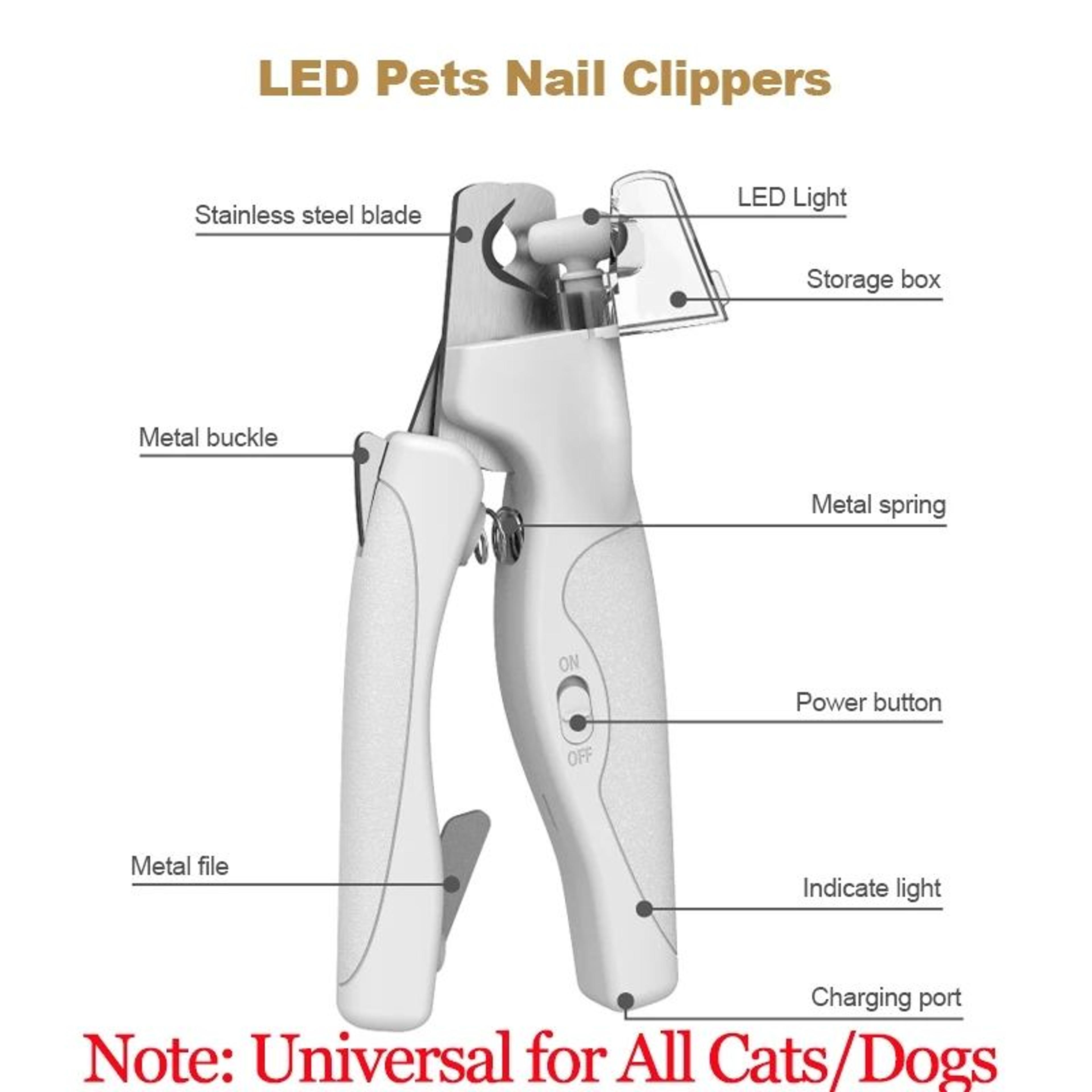 LED Pet Nail Clipper With Safety Light  USB Rechargeable Dog  Cat Nail Trimmer With Nail File  Stor 6