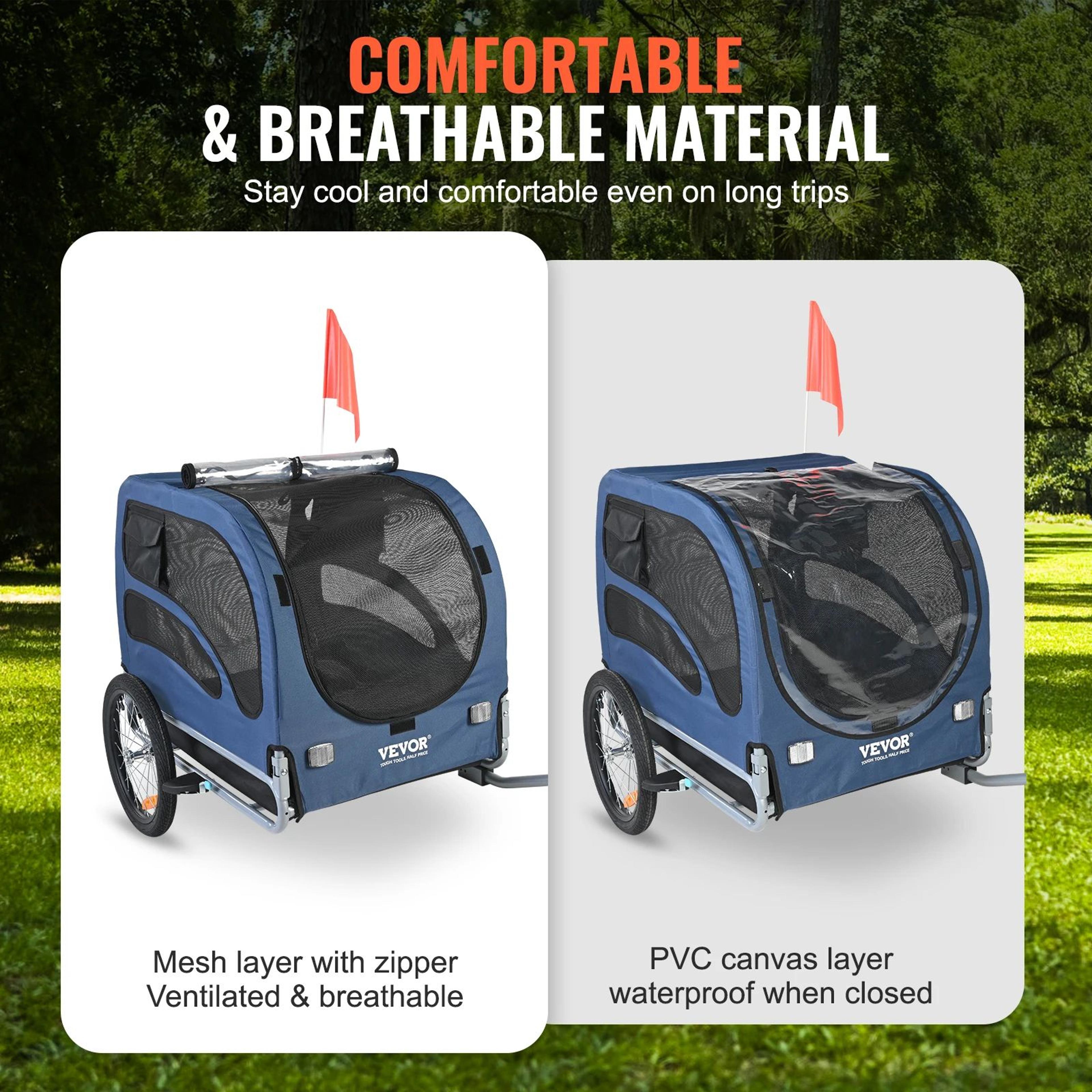 100 Lbs Pet Bike Trailer Carrier  Foldable Dog Bicycle Cart With Reflectors Safety Flag  Weather Sh 2