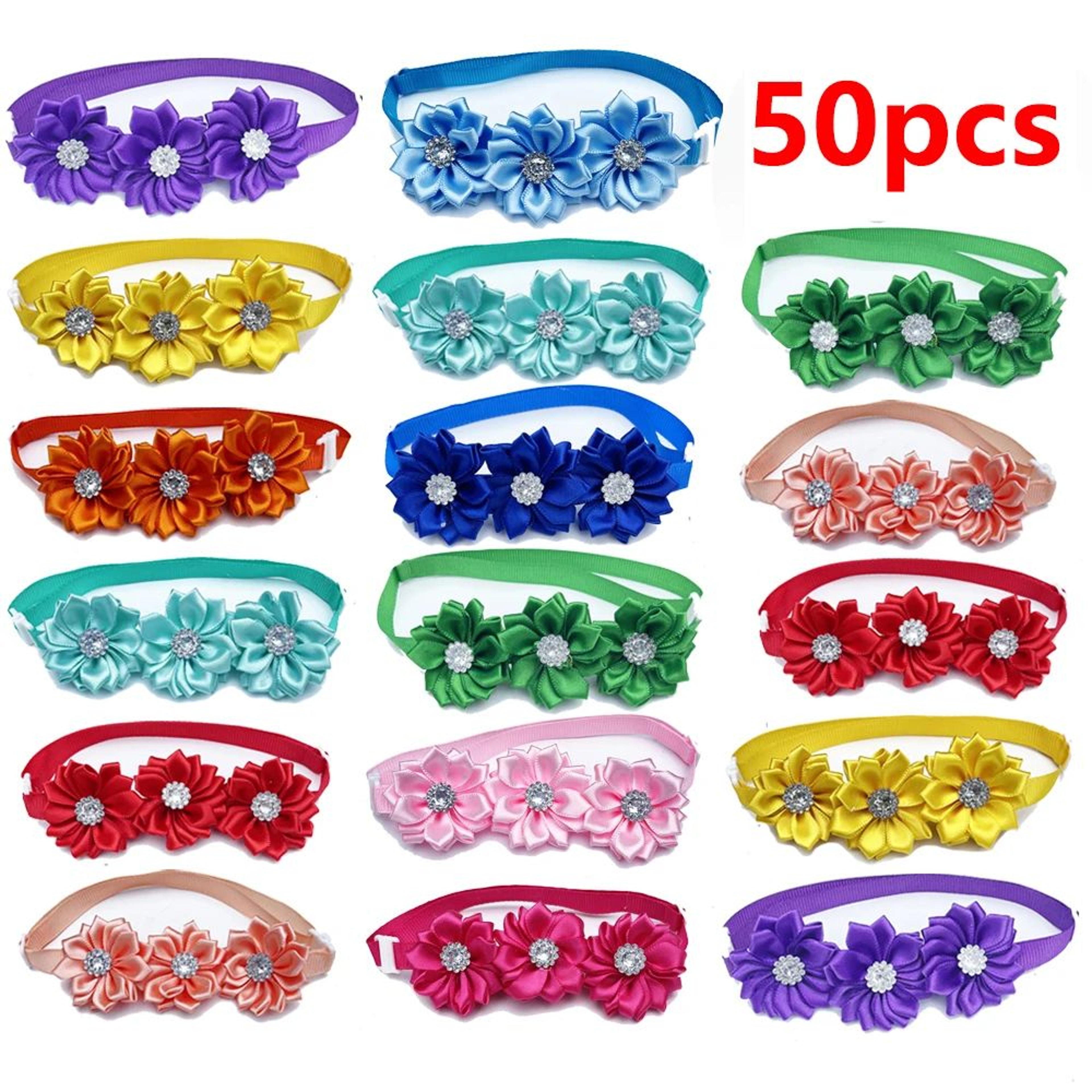 50100PCS Dog Bow Tie  Flower Collar Set  Adjustable Rhinestone Pet Accessories For Dogs Cats  Puppi 6