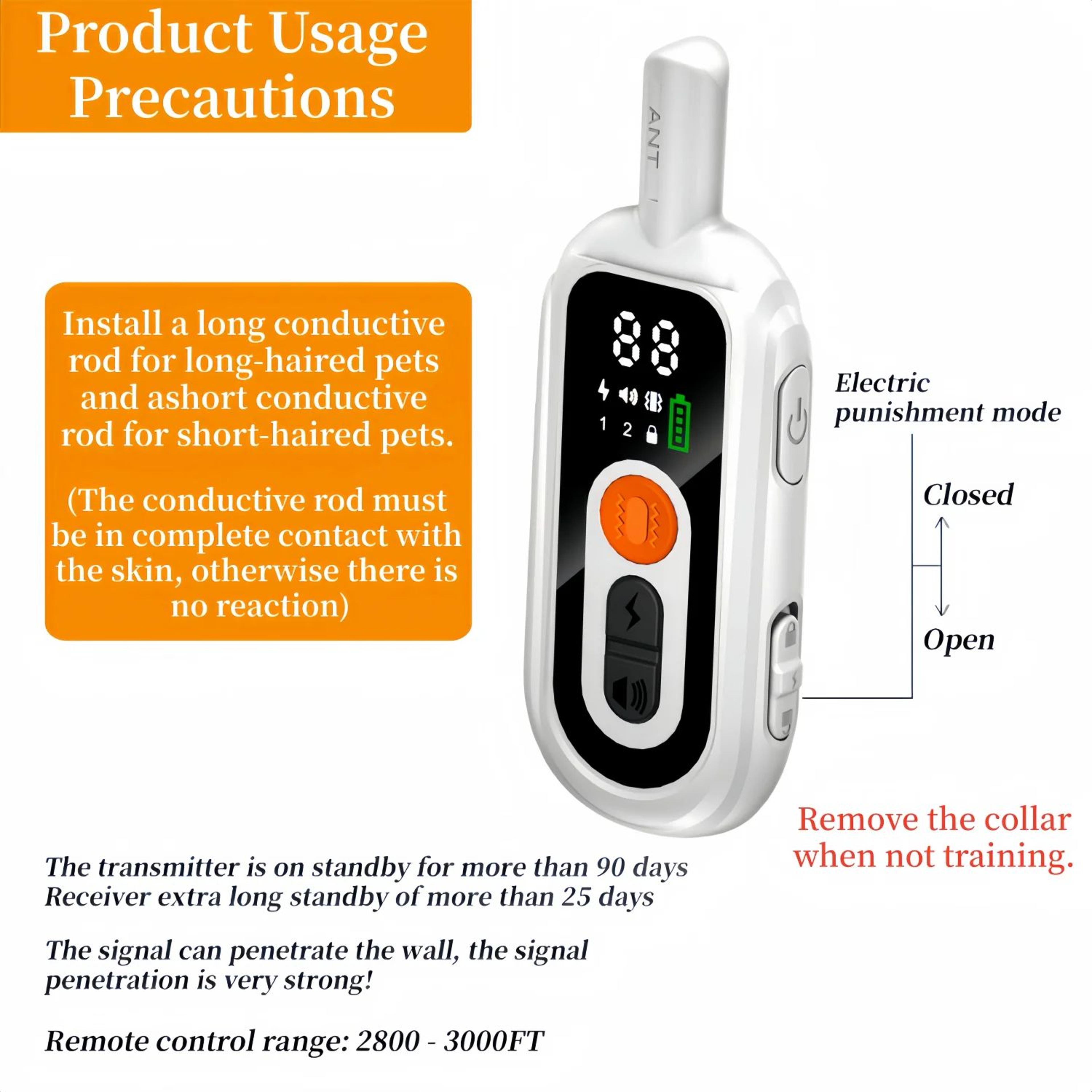 Rechargeable AntiBark Dog Training Collar  Remote Control Beep Vibration  Adjustable Training Modes 4
