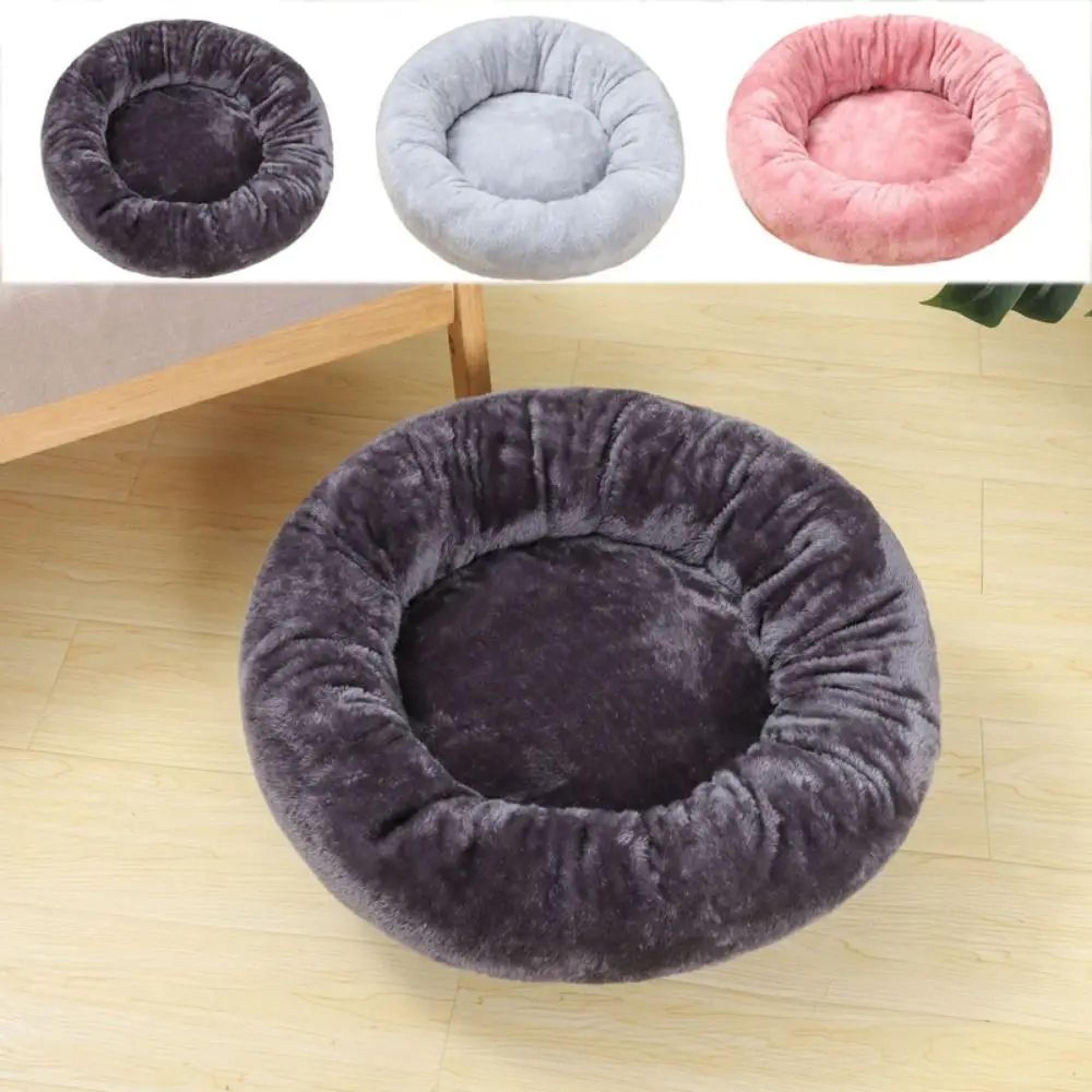 Comfortable Donut Pet Bed  Soft Plush Washable Round Cushion Sleeping Nest For Dogs Cats Puppies  K 2